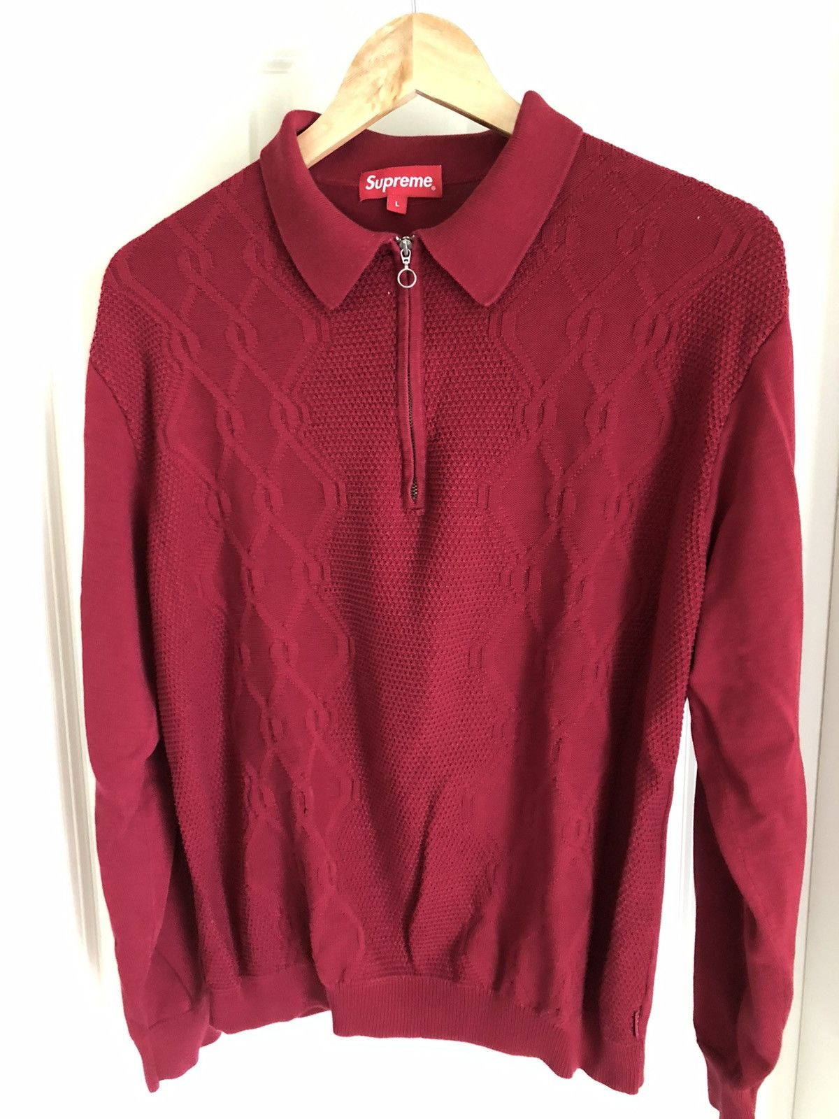 Supreme Cable stripe knit L/s Polo | Grailed
