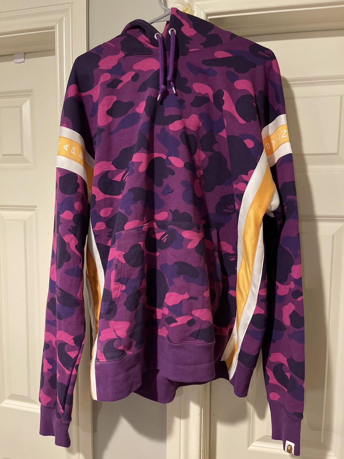 Purple and yellow bape hoodie sale