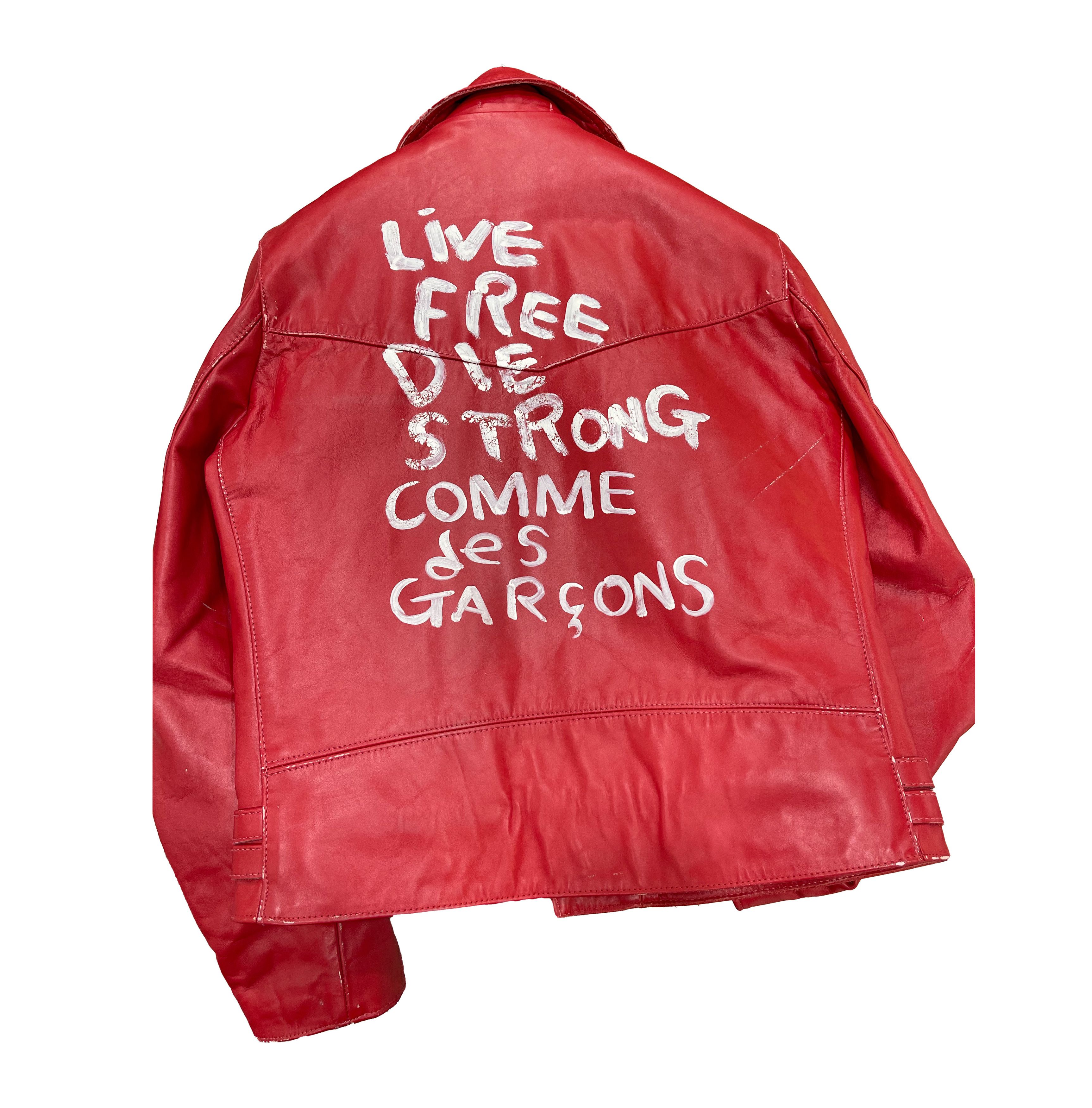 Comme des Garcons Comme Des Garcons x Lewis Leathers Live Free Painted Jacket Grailed