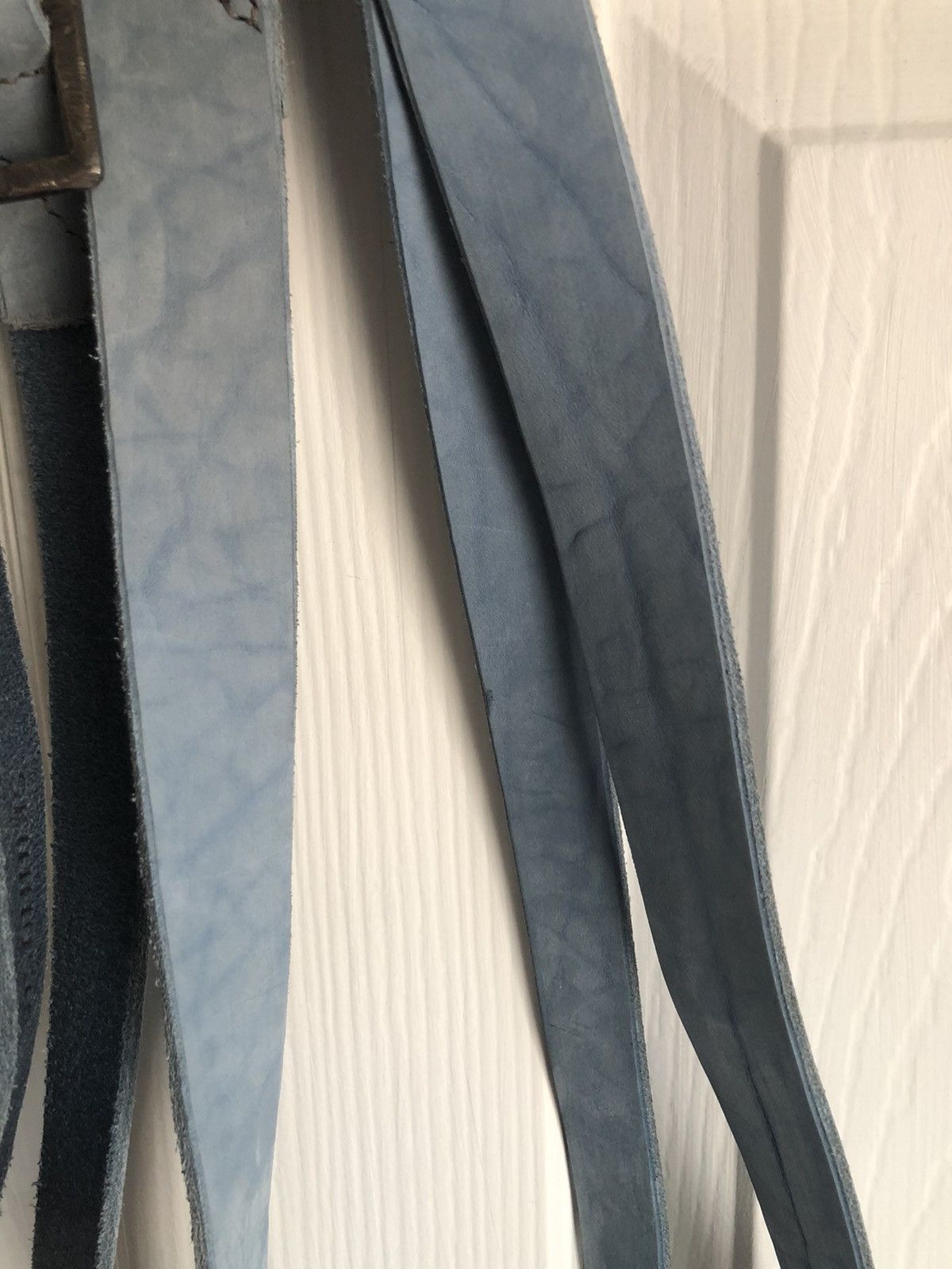 SKINNOSH Glacier Vortex Bison Leather .925 Silver Double Buckle Belt Size 32 - 3 Thumbnail
