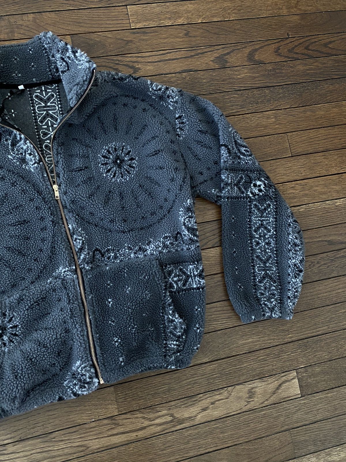 Vintage Gangster Bandana Paisley Sherpa Pile Zip Hoodie Jacket M Size US M / EU 48-50 / 2 - 2 Thumbnail