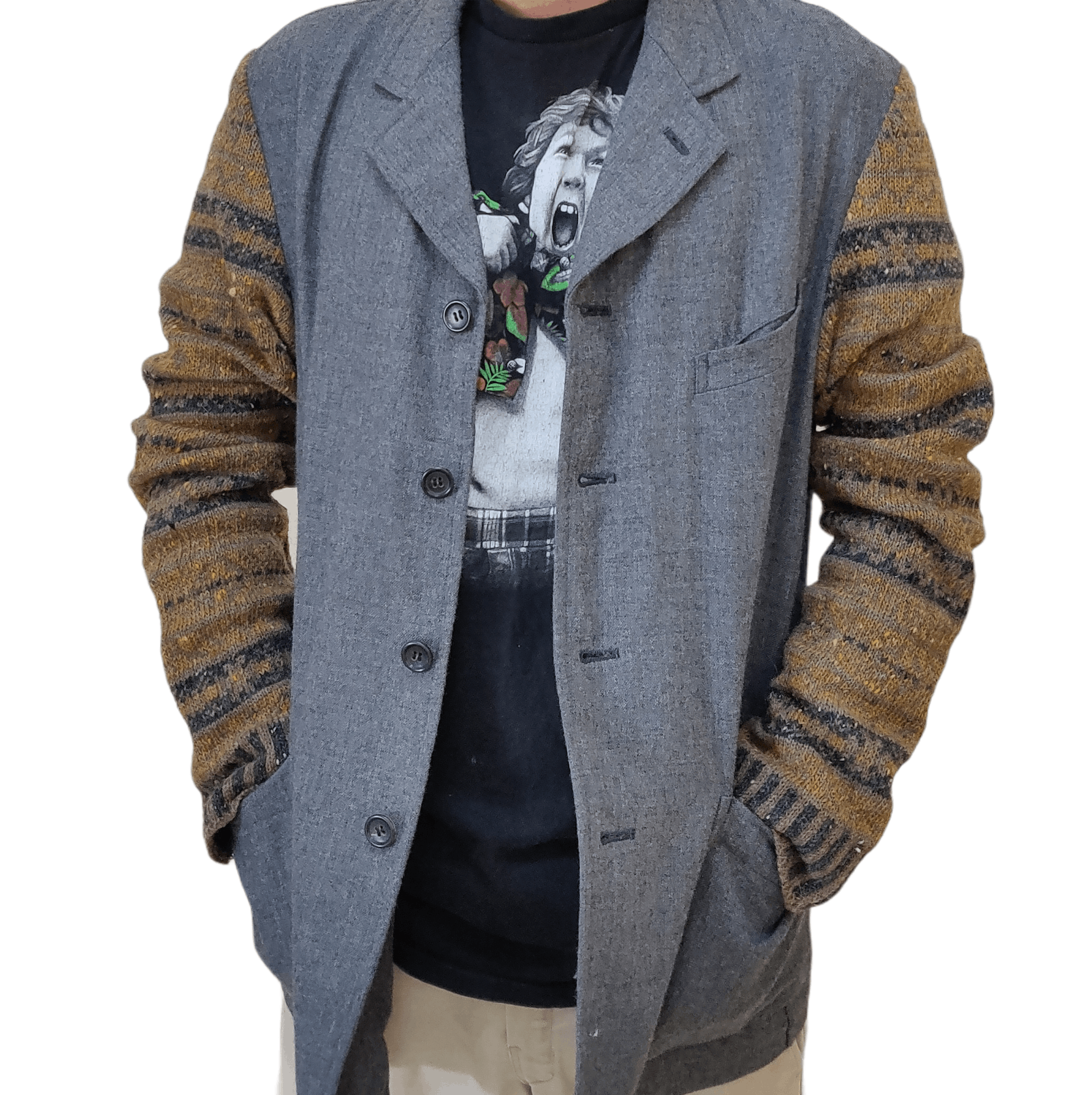 Comme des Garcons AW96 CDG Homme Plus Sleeve Knit Tailored Jackets Size US M / EU 48-50 / 2 - 2 Thumbnail