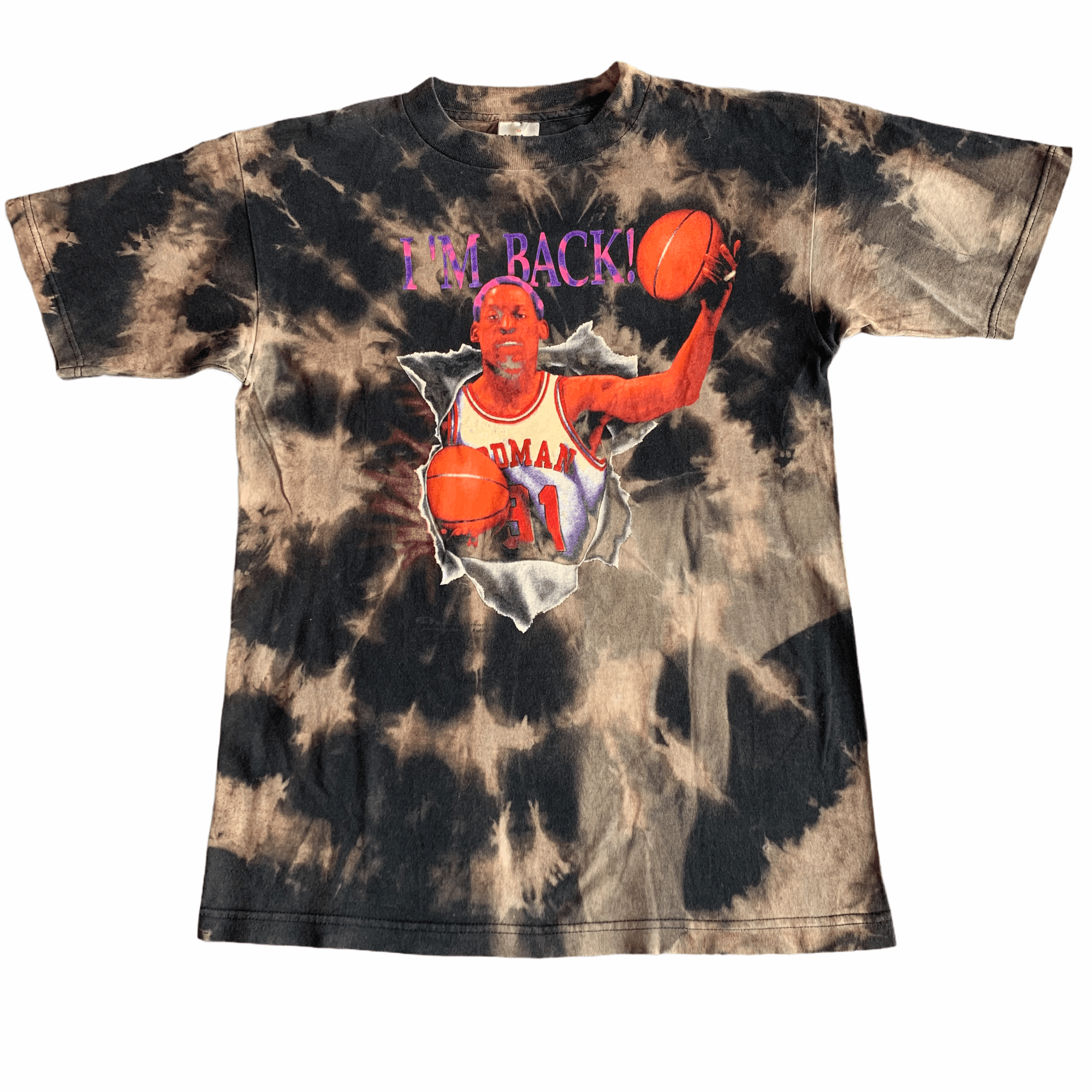 NBA × Rap Tees × Vintage Rare Dennis Rodman NBA Bleached Tie Dye T-shirt Size US M / EU 48-50 / 2 - 1 Thumbnail