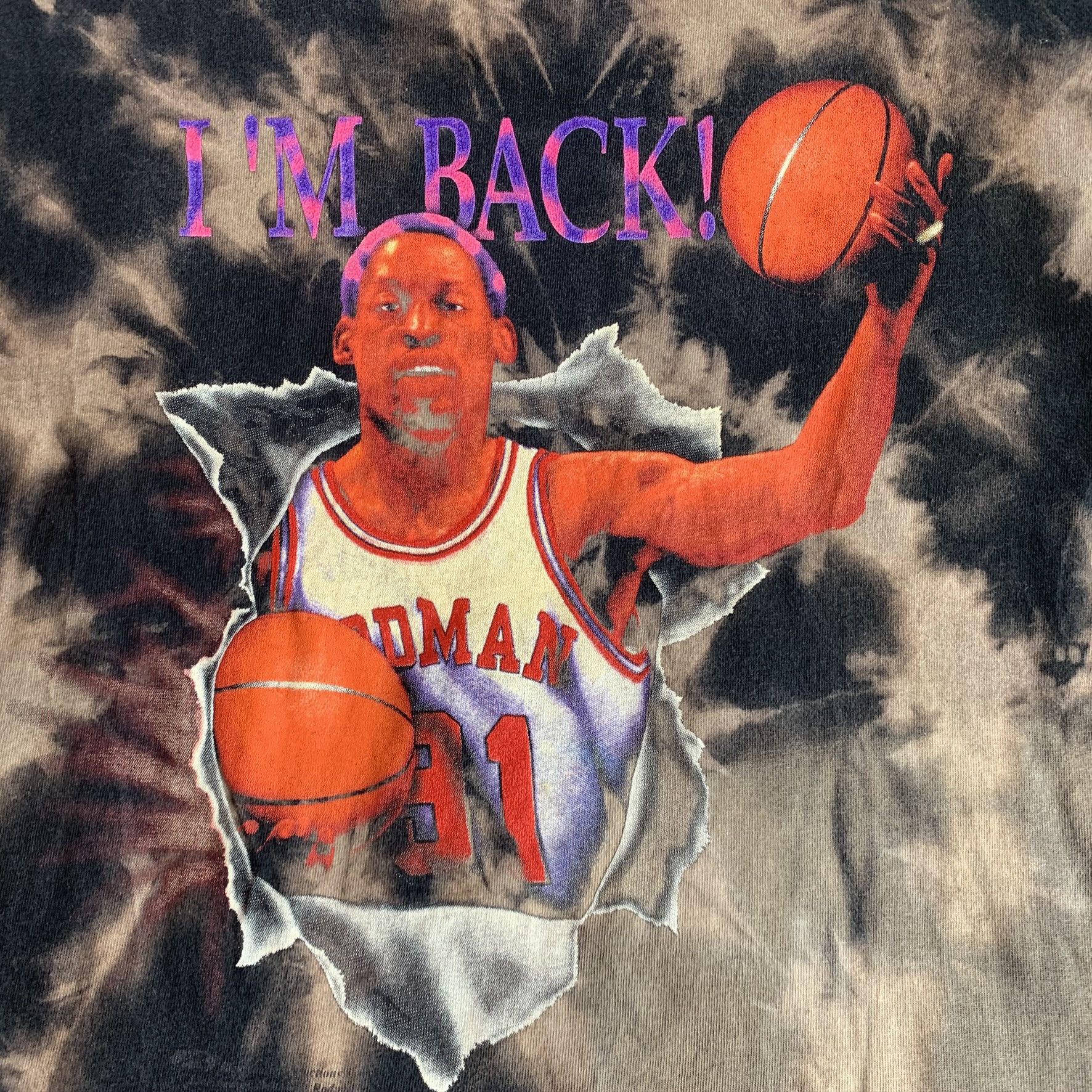 NBA × Rap Tees × Vintage Rare Dennis Rodman NBA Bleached Tie Dye T-shirt Size US M / EU 48-50 / 2 - 4 Thumbnail