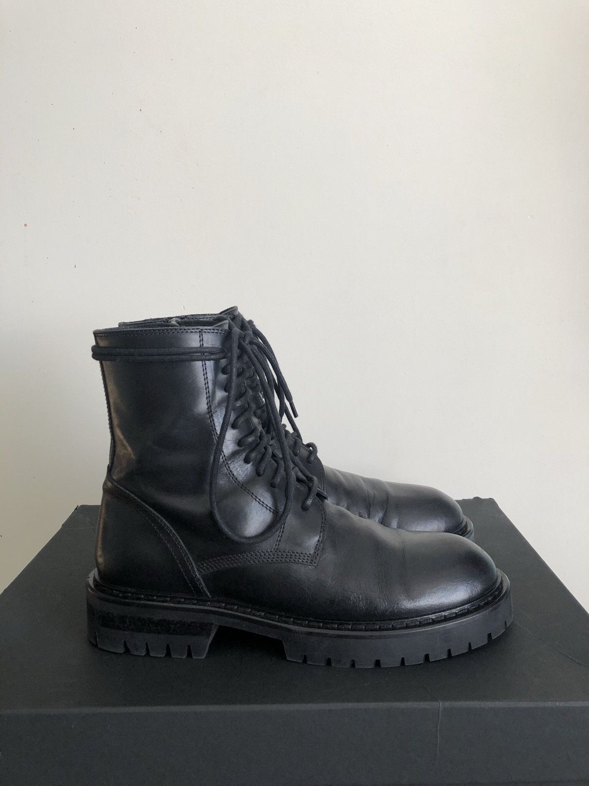 image of Ann Demeulemeester Combat Boot in Black, Men's (Size 8)
