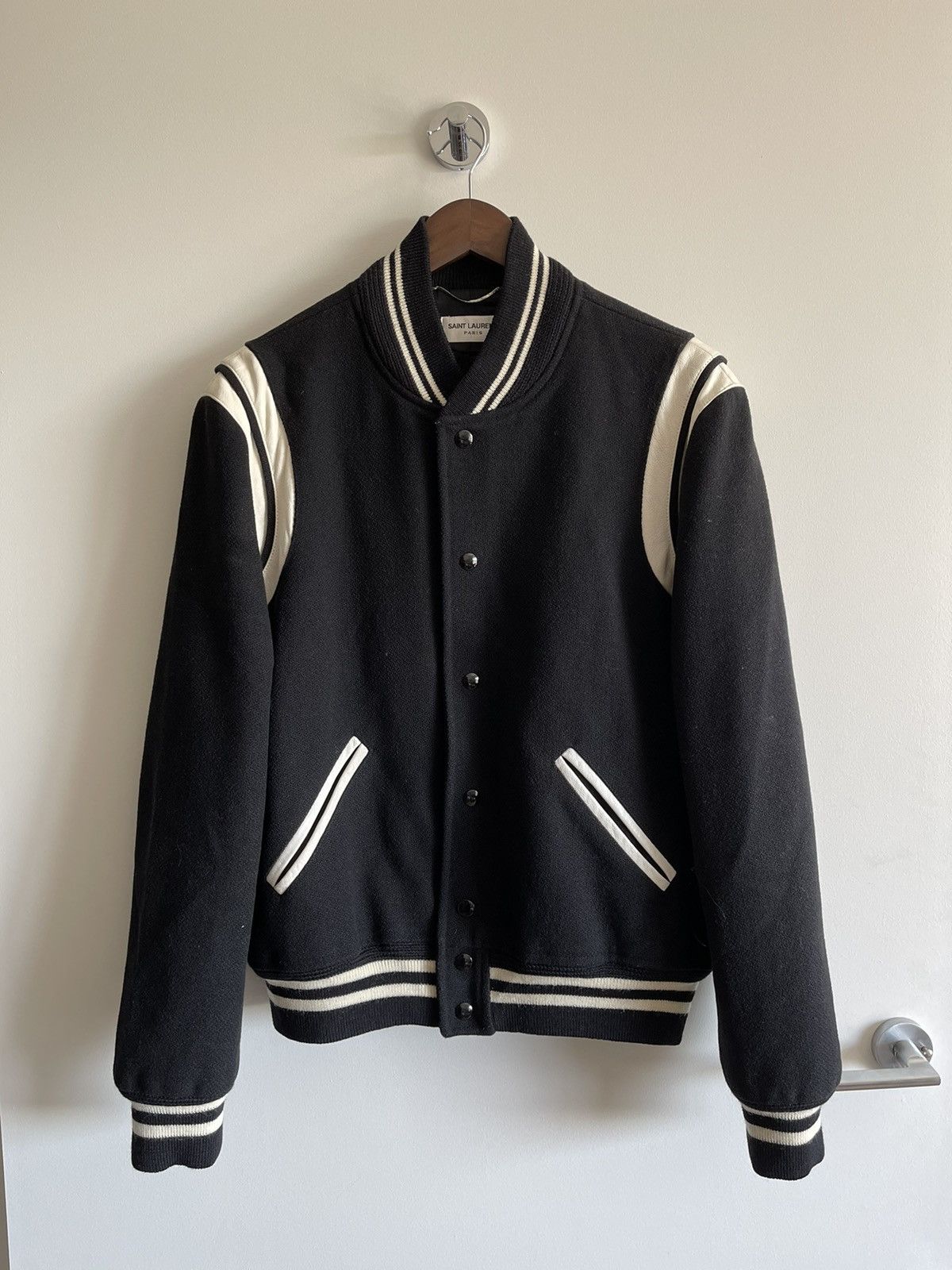 Saint Lauret Paris Teddy Jacket サイズ 52 Saint Laurent Paris SS16 Teddy Jacket black SZ:52 – Bankofgrails