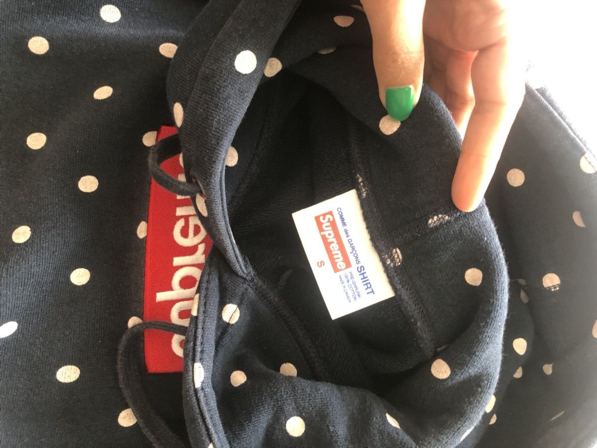 Supreme CDG Polka Dot Box Logo Hoodie Navy SS12