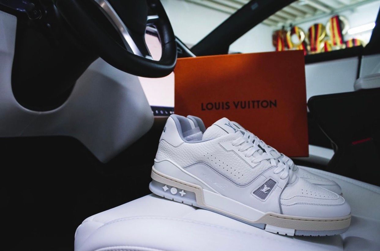 Louis Vuitton Trainer Grey White Men's Sneakers Shoes
