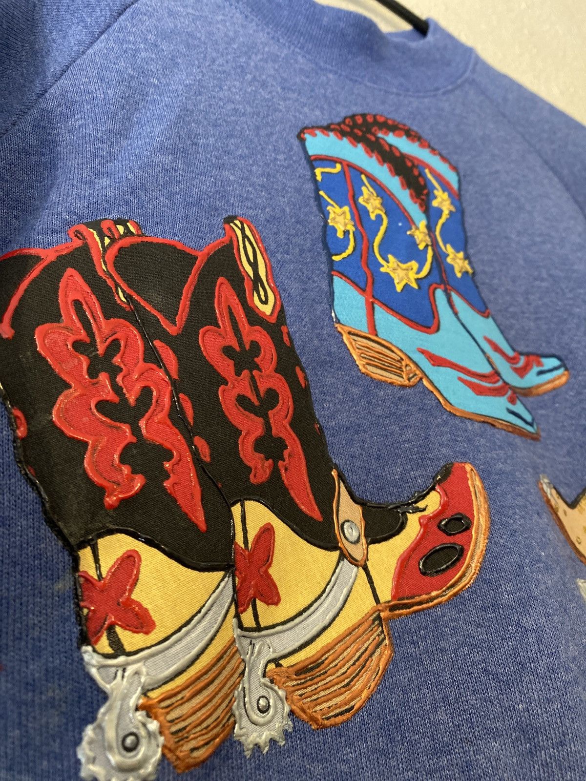 Fruit Of The Loom × Vintage Vintage 90s Cowboy Boots Painted sweatshirt Size US L / EU 52-54 / 3 - 3 Thumbnail