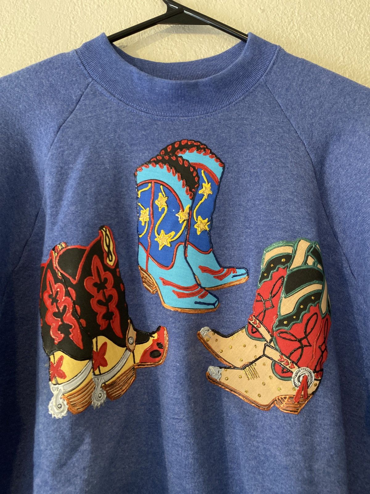 Fruit Of The Loom × Vintage Vintage 90s Cowboy Boots Painted sweatshirt Size US L / EU 52-54 / 3 - 2 Thumbnail