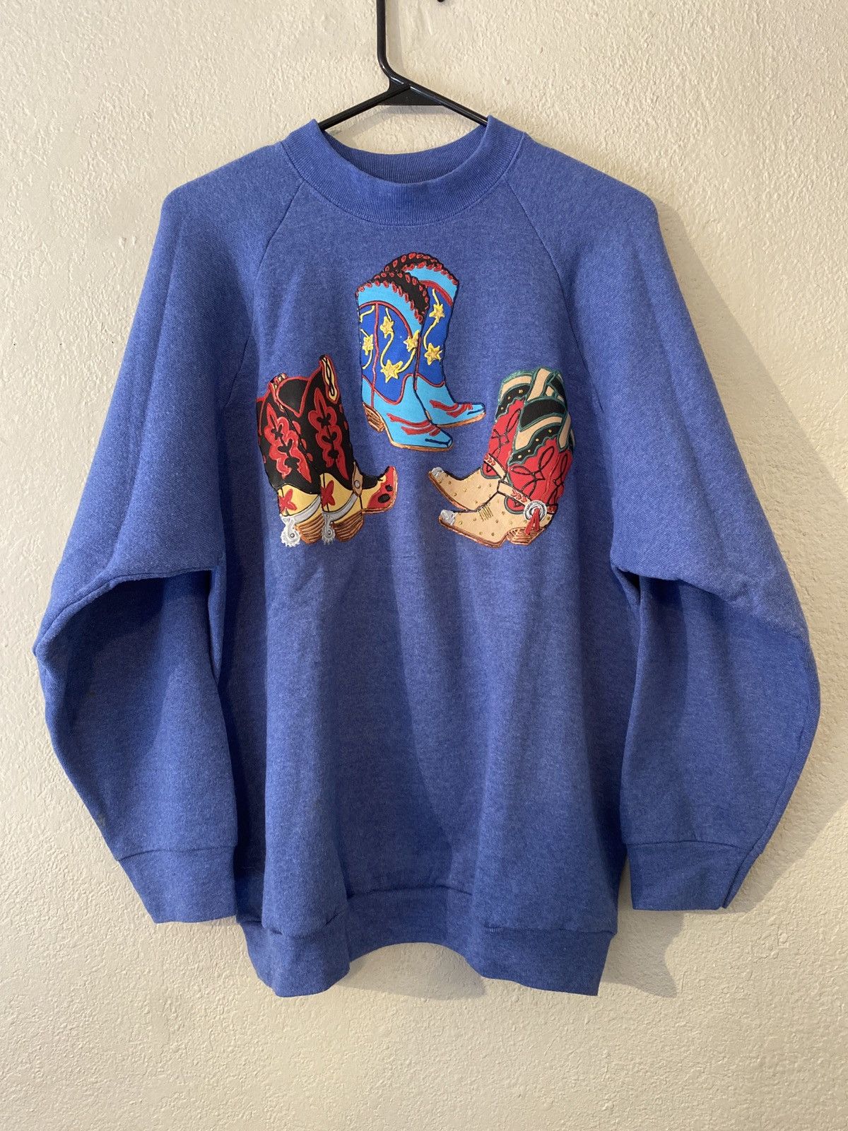 Fruit Of The Loom × Vintage Vintage 90s Cowboy Boots Painted sweatshirt Size US L / EU 52-54 / 3 - 1 Thumbnail
