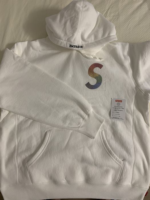 Supreme Supreme Swarovski S Logo Hooded Sweatshirt White | Grailed