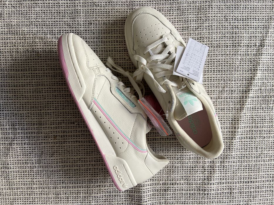 Adidas continental 80 off white true pink clear hot sale mint