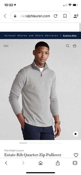 Ralph lauren estate rib quarter online zip