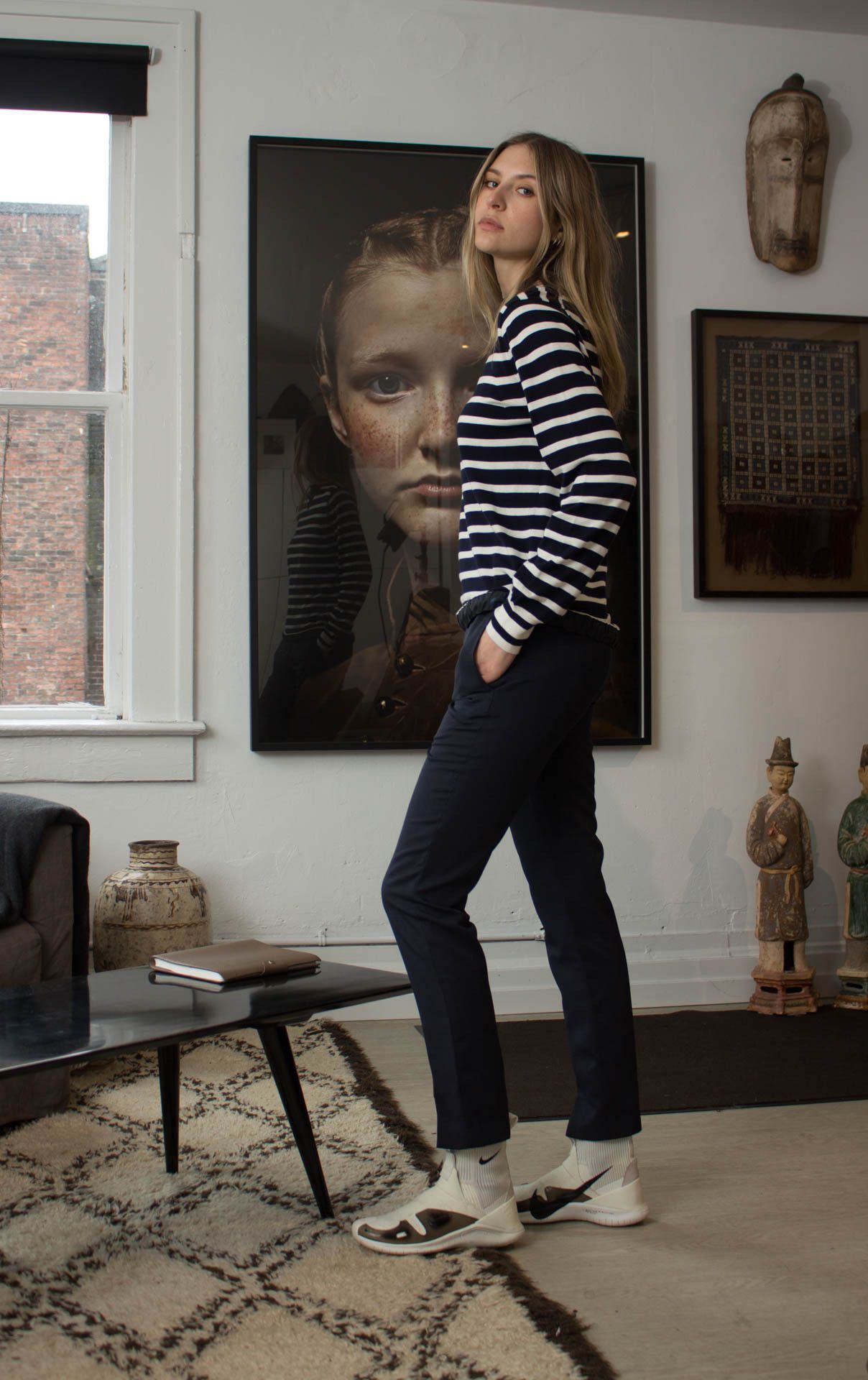 Sacai Sacai Striped Navy/White Drawstring Sweater sz 1 Size US S / EU 44-46 / 1 - 3 Thumbnail