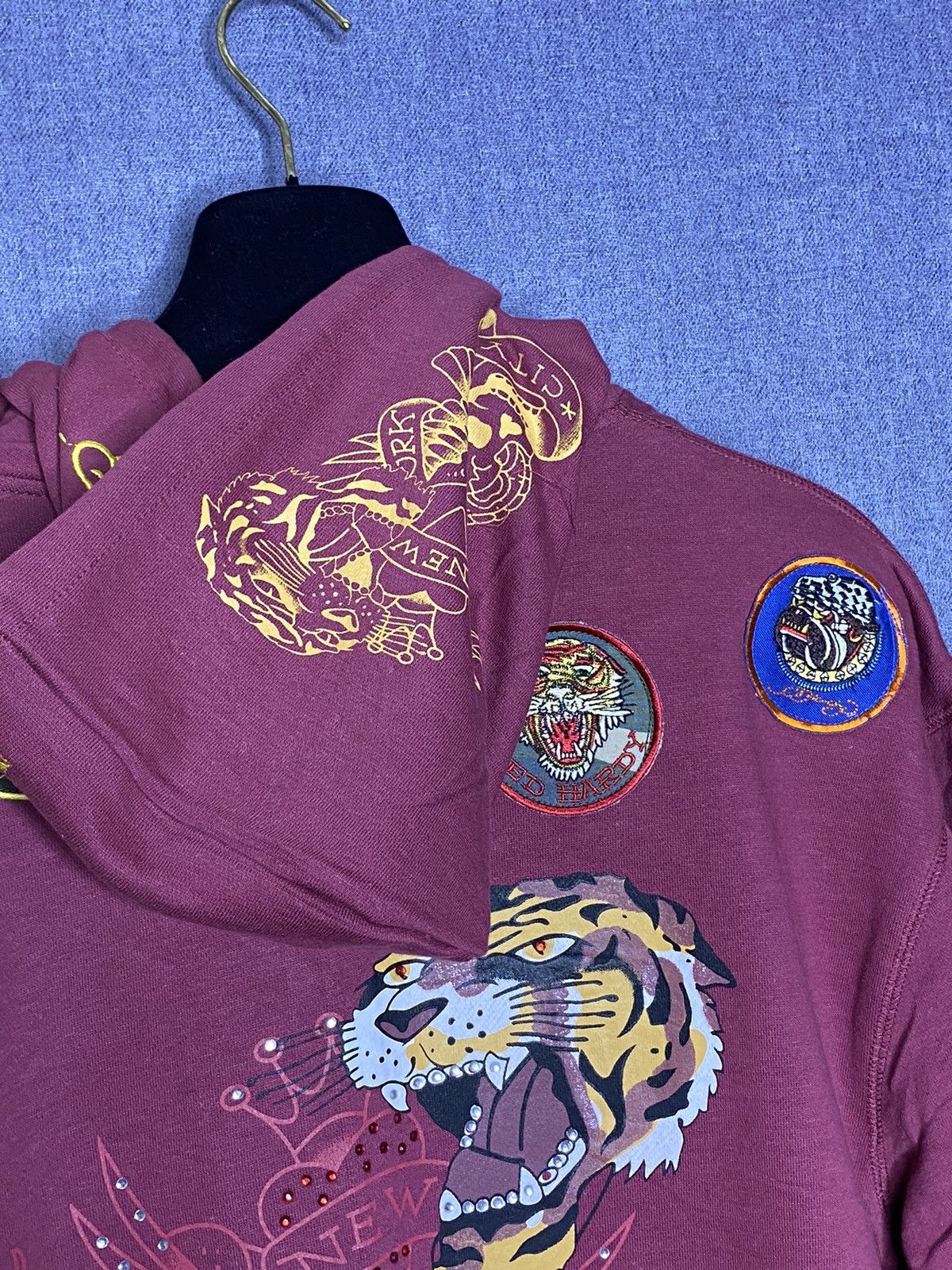 Christian Audigier × Ed Hardy × Vintage Ed hardy Christian audigier vtg y2k tiger patch zip hoodie Size US XL / EU 56 / 4 - 5 Thumbnail