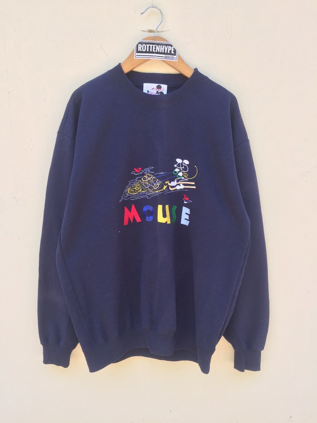 Vintage Mouse Disney Embroidery Multicolor pullover