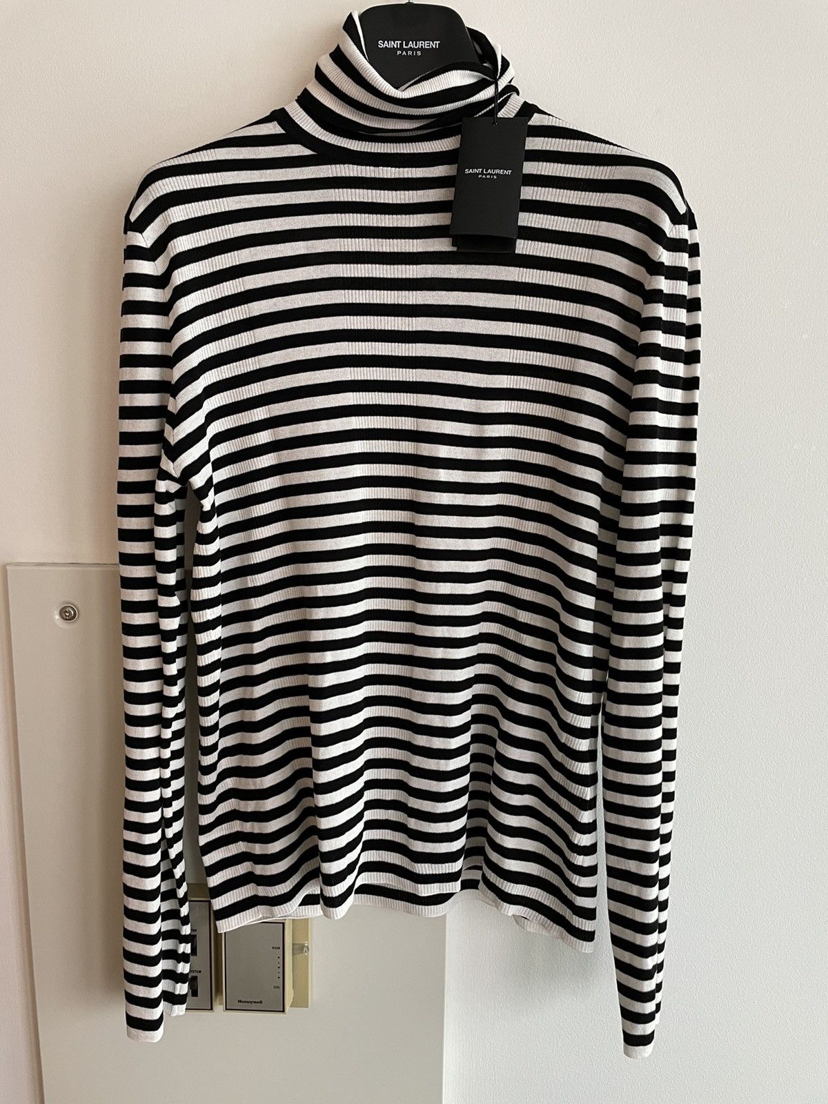 Hedi Slimane × Saint Laurent Paris × Yves Saint Laurent $1,350 Value Super Runway Turtle Neck Striped Sweater New Size US L / EU 52-54 / 3 - 4 Thumbnail