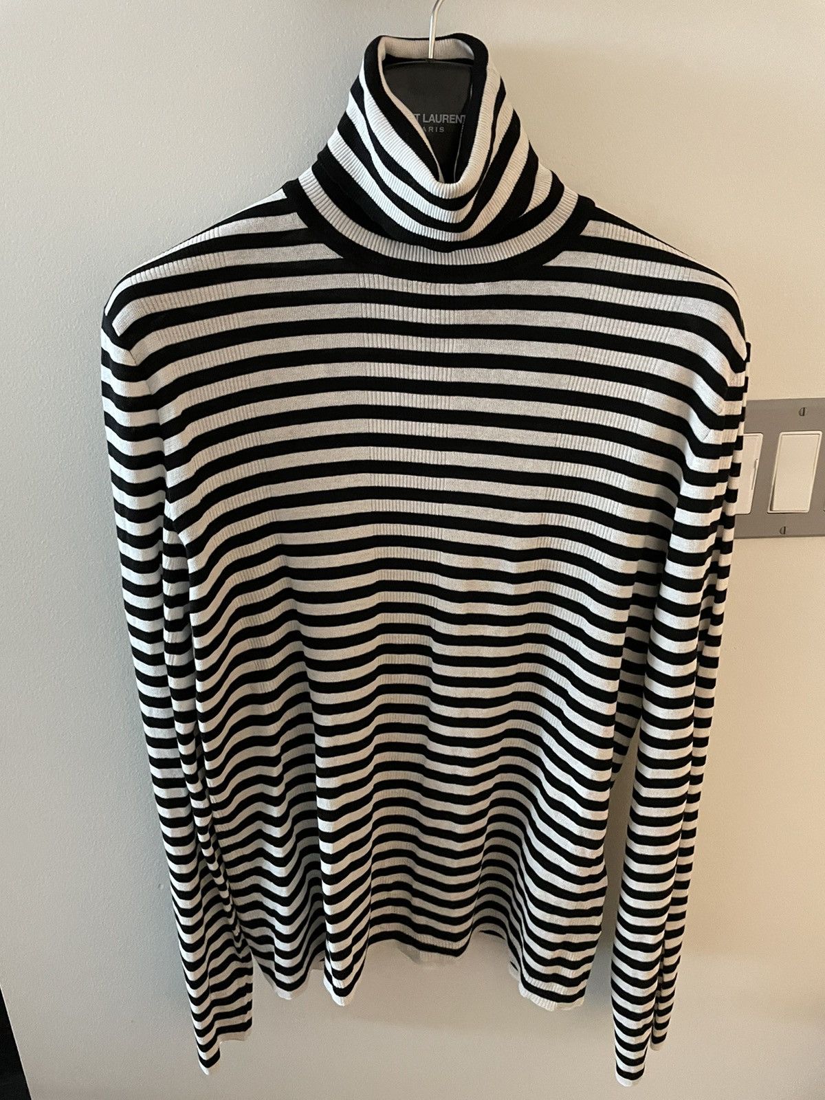 Hedi Slimane × Saint Laurent Paris × Yves Saint Laurent $1,350 Value Super Runway Turtle Neck Striped Sweater New Size US L / EU 52-54 / 3 - 20 Thumbnail