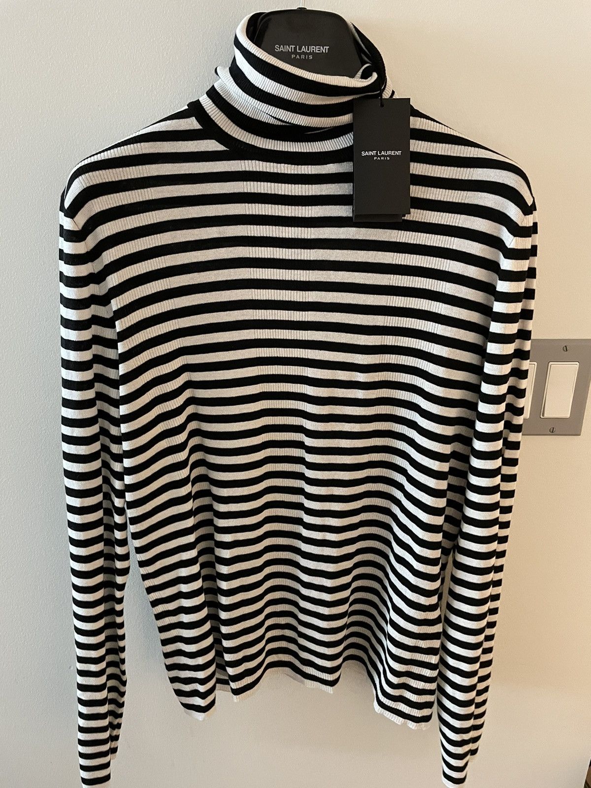 Hedi Slimane × Saint Laurent Paris × Yves Saint Laurent $1,350 Value Super Runway Turtle Neck Striped Sweater New Size US L / EU 52-54 / 3 - 17 Thumbnail