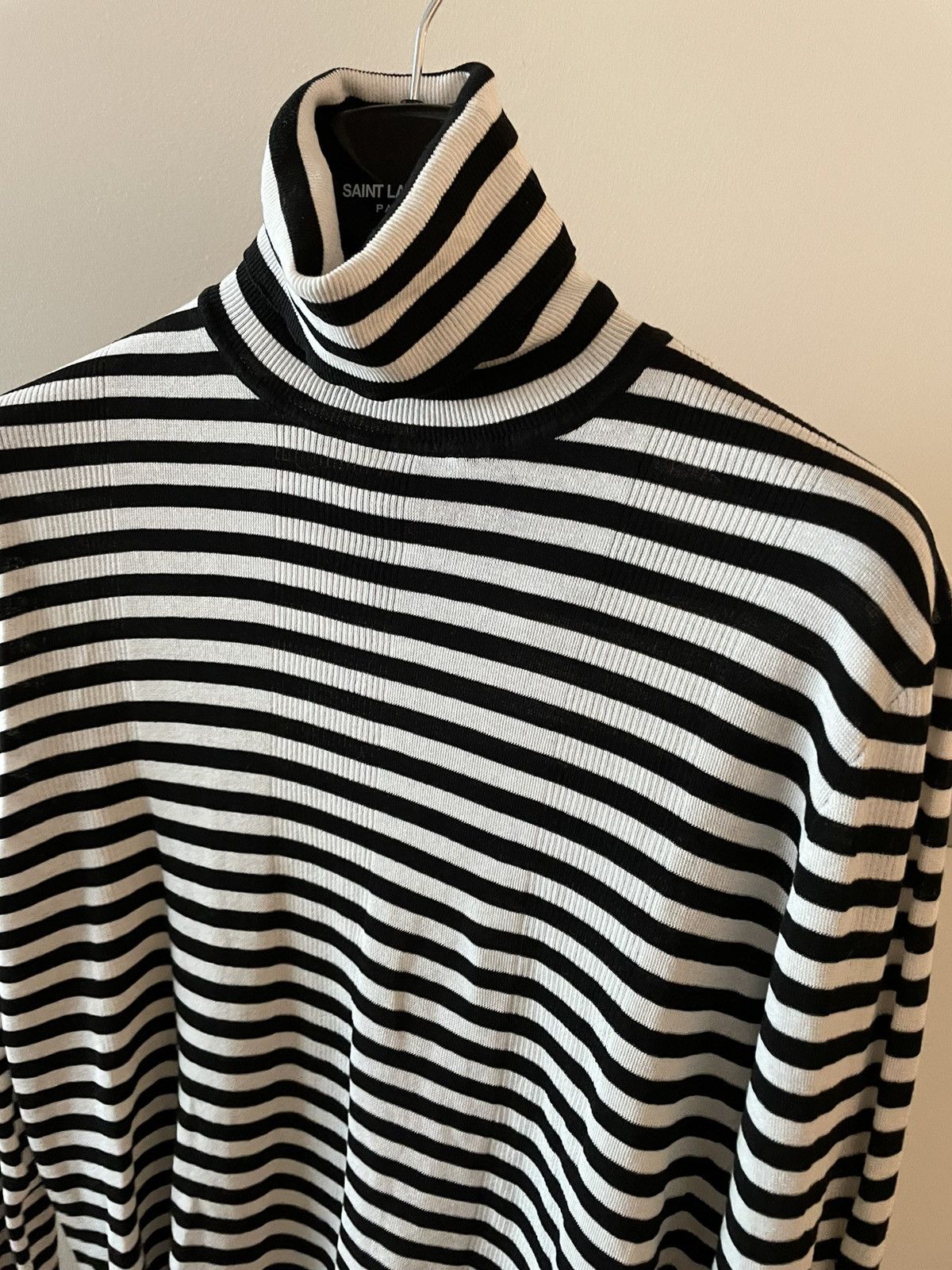 Hedi Slimane × Saint Laurent Paris × Yves Saint Laurent $1,350 Value Super Runway Turtle Neck Striped Sweater New Size US L / EU 52-54 / 3 - 19 Thumbnail