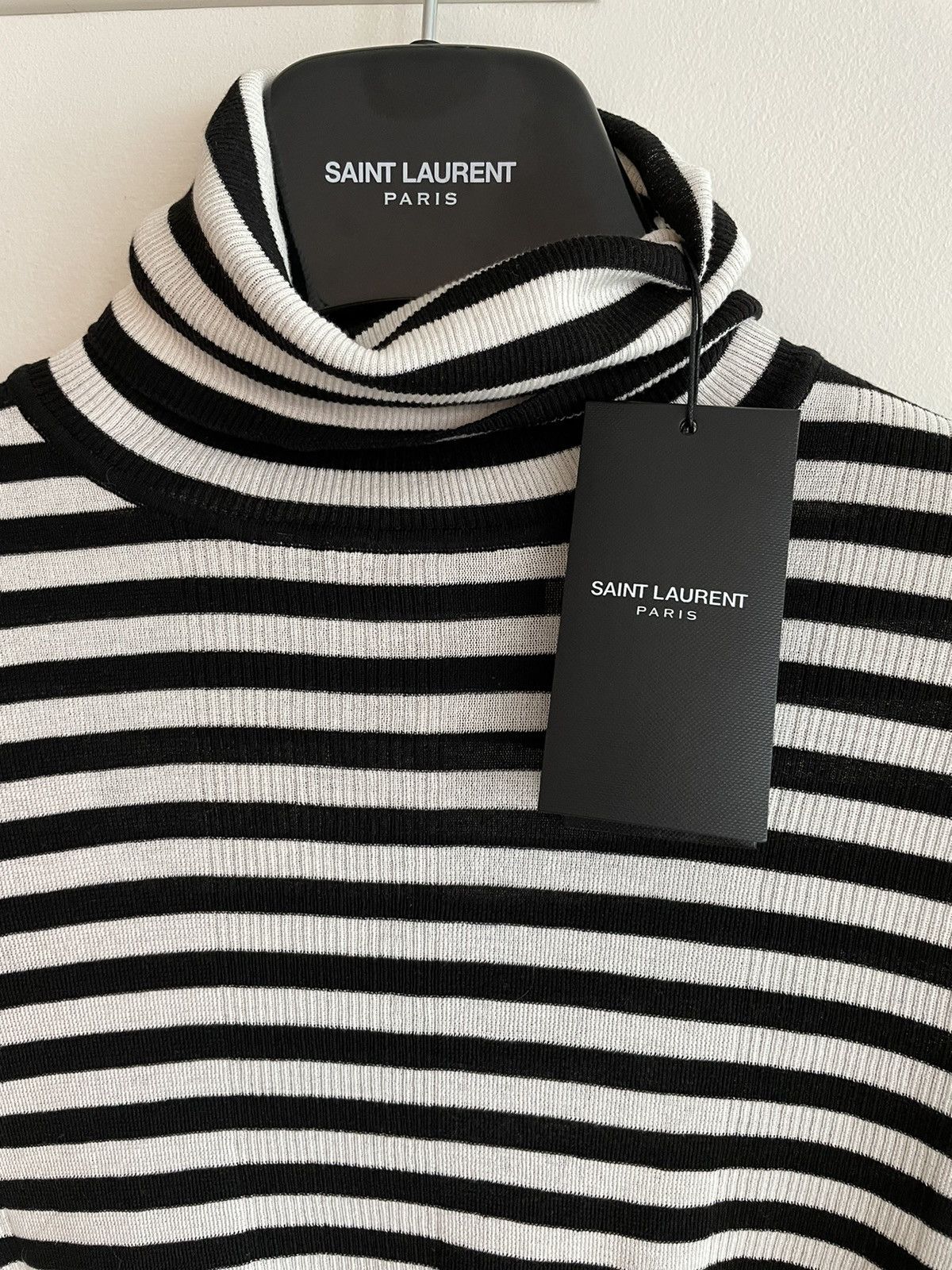 Hedi Slimane × Saint Laurent Paris × Yves Saint Laurent $1,350 Value Super Runway Turtle Neck Striped Sweater New Size US L / EU 52-54 / 3 - 5 Thumbnail