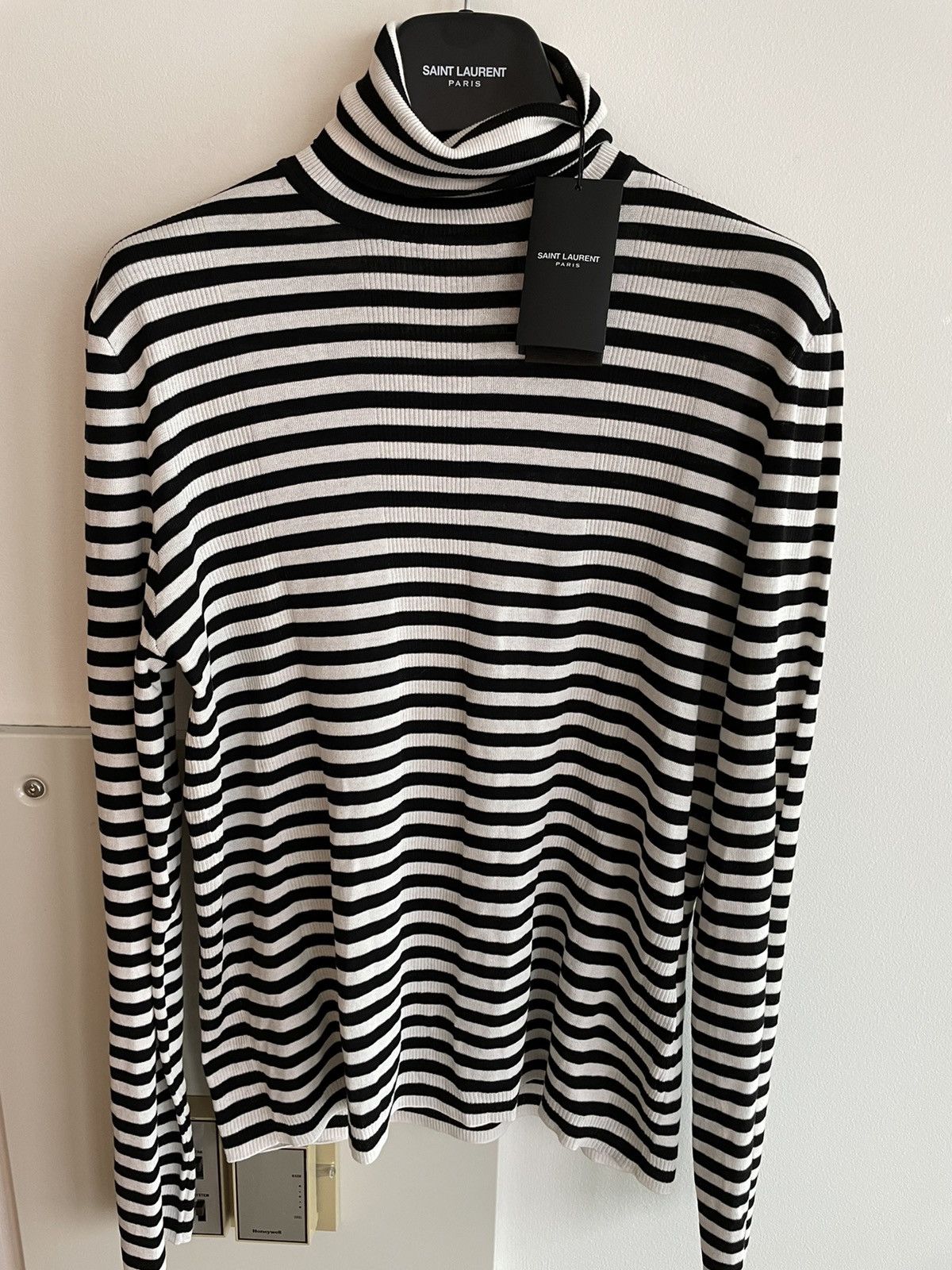 Hedi Slimane × Saint Laurent Paris × Yves Saint Laurent $1,350 Value Super Runway Turtle Neck Striped Sweater New Size US L / EU 52-54 / 3 - 9 Thumbnail