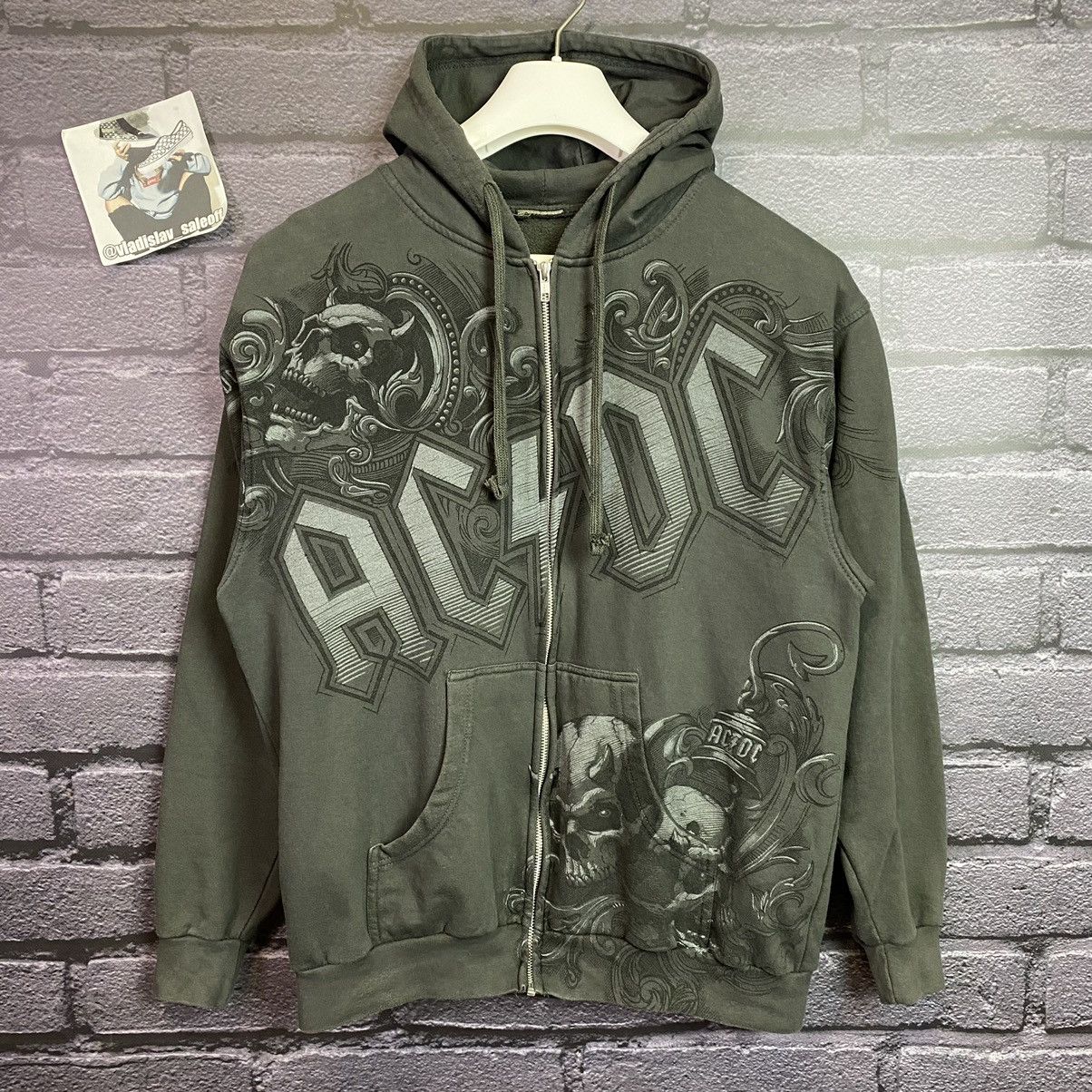 AC/DC × Band Tees × Vintage Rare Vintage AC/DC zip hoodie skulls merch ...