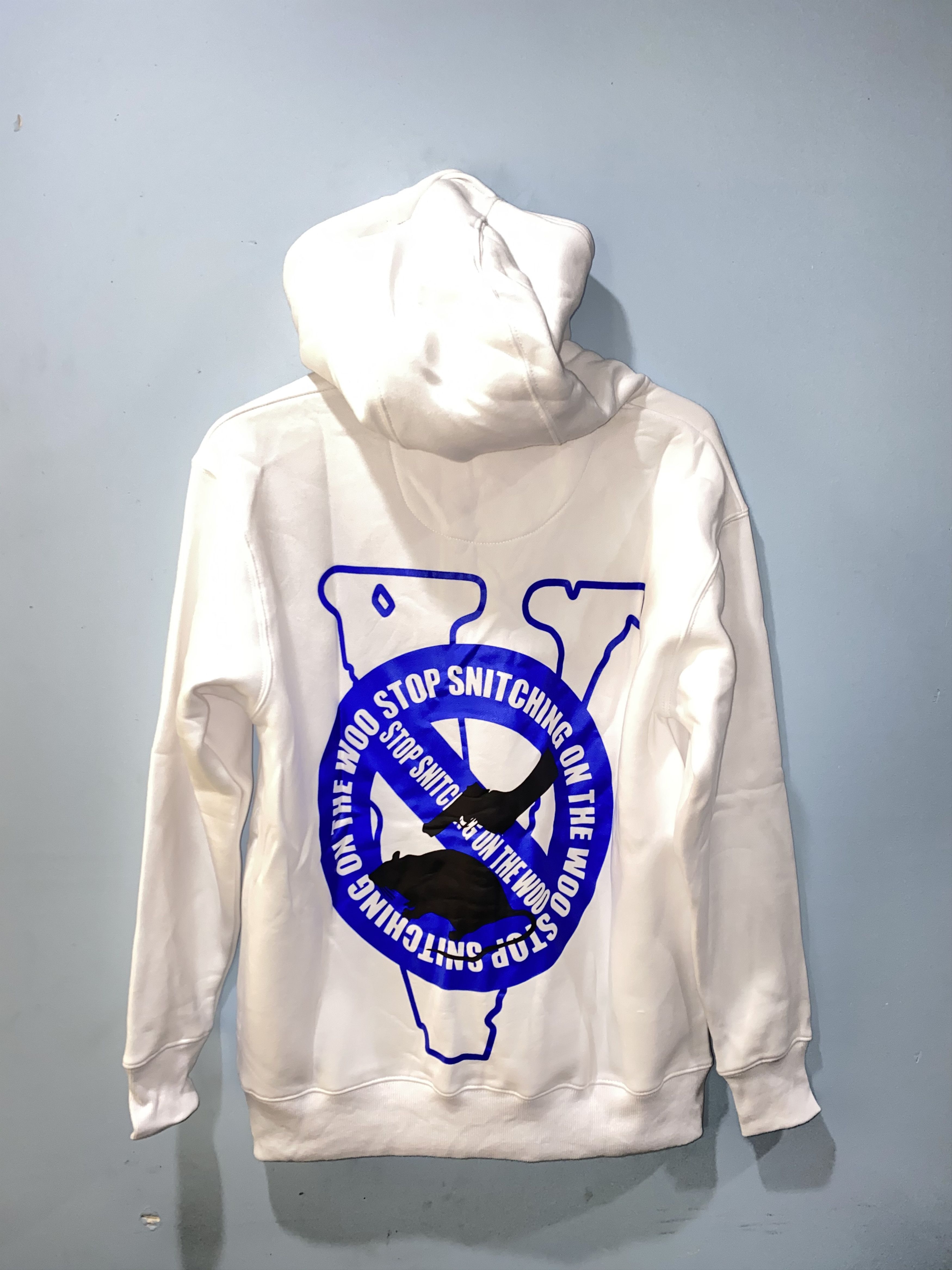 Vlone Pop Smoke X Vlone Stop Snitching Hoodie Blue Size Medium DS | Grailed