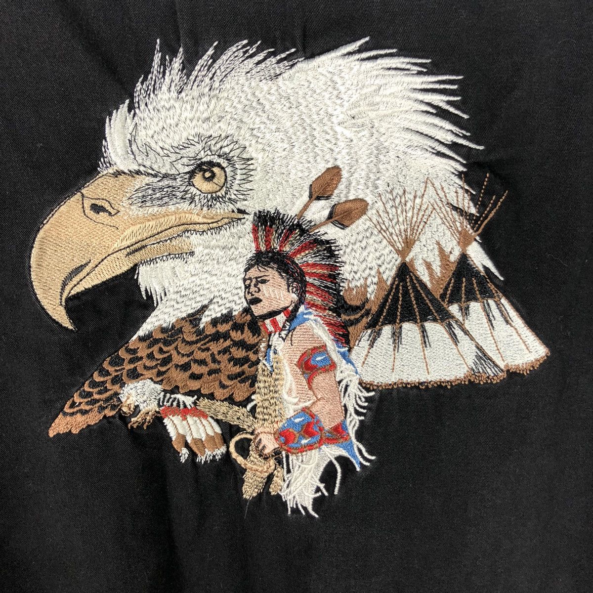 Vintage Vintage Navajo Indian Aztec Western Denim Jacket Shirt Size US L / EU 52-54 / 3 - 4 Thumbnail