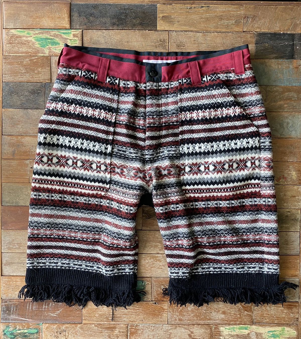 White Mountaineering Fringed Jacquard Knit Wool Shorts (plus free gift) Size US 32 / EU 48 - 1 Thumbnail