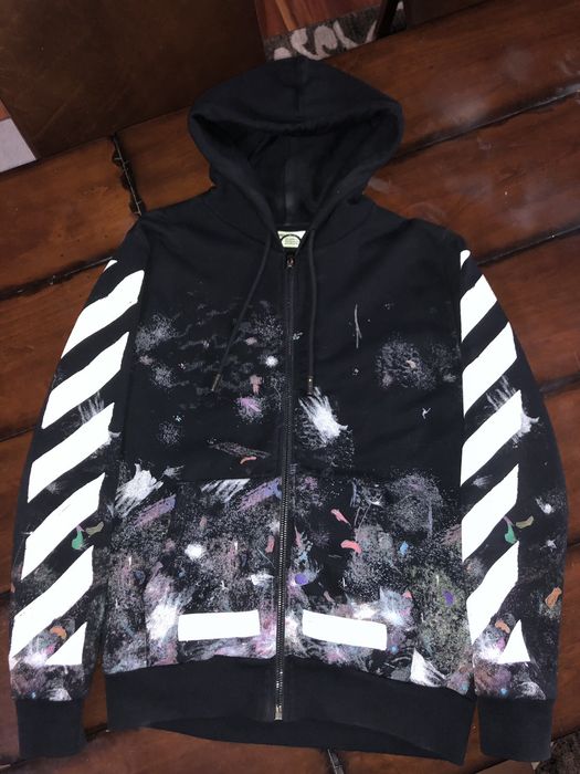 Off white galaxy zip up hoodie sales