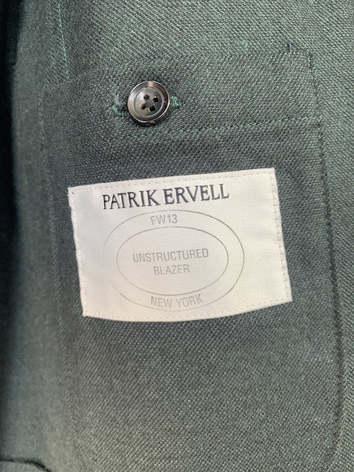 Patrik Ervell FW13 bottle green unstructured blazer unlined INCREDIBLE! Size 44R - 2 Thumbnail