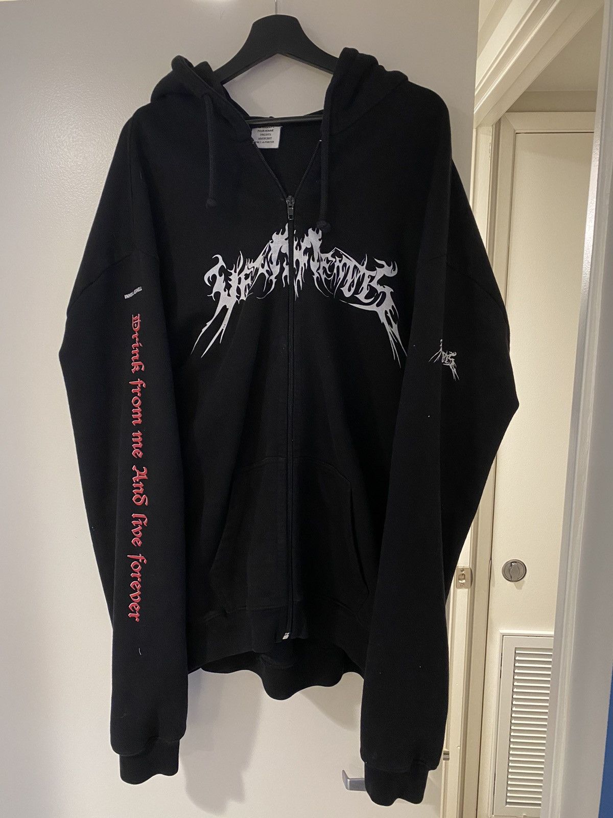 Vetements 2017 Vetements TFD Total Fucking Darkness Zip Up