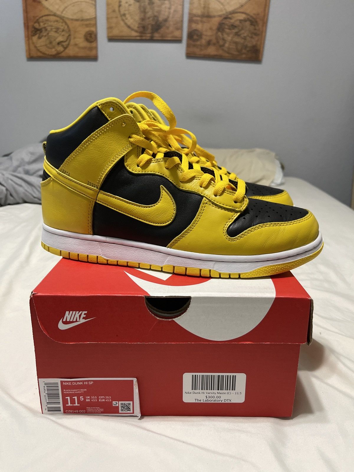 image of Nike Dunk High Varsity Maze Shoes in Black/Varsity/Maze, Men's (Size 11.5)