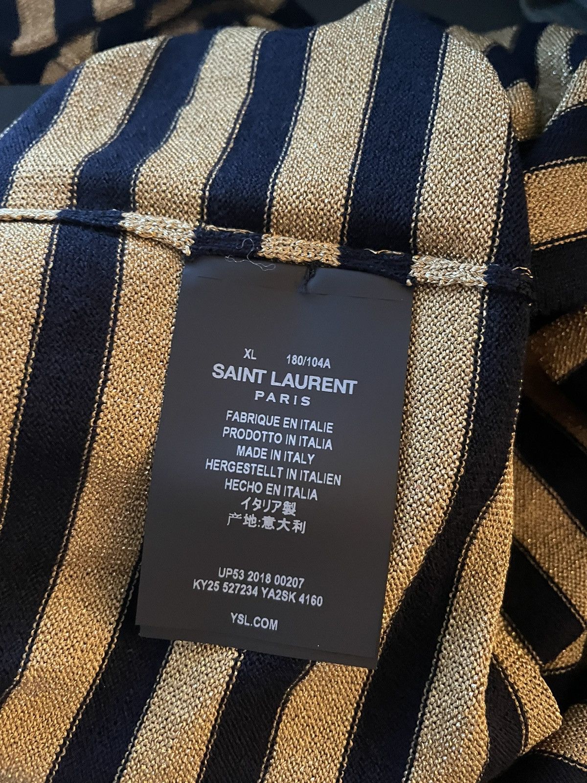Hedi Slimane × Saint Laurent Paris × Yves Saint Laurent $1,350 Value Rare Super Runway Celebrity Stripe Shirt New Size US L / EU 52-54 / 3 - 8 Thumbnail