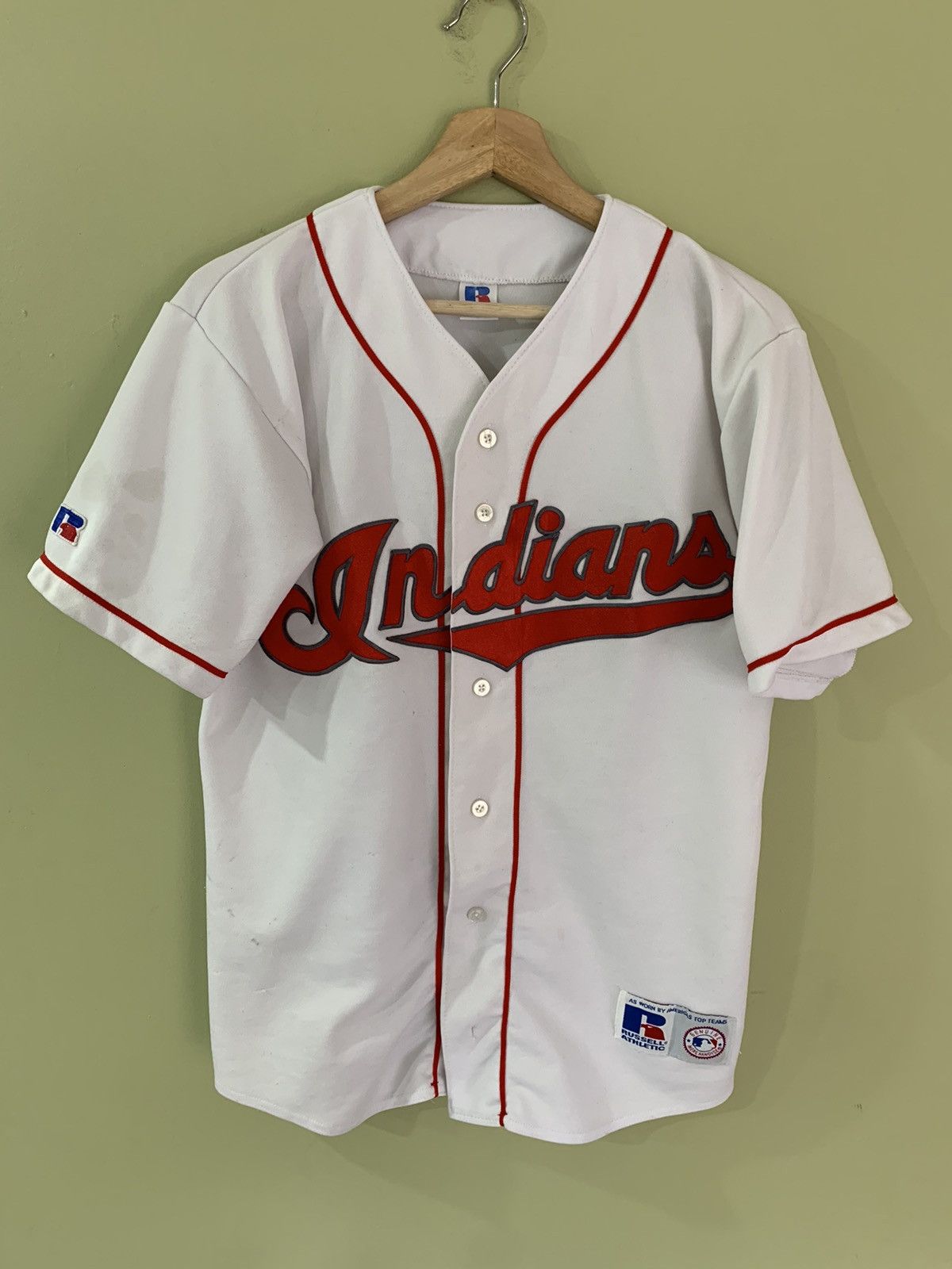 NWOT VINTAGE 90'S RUSSELL ATHLETIC MLB CLEVELAND INDIANS JERSEY SIZE L