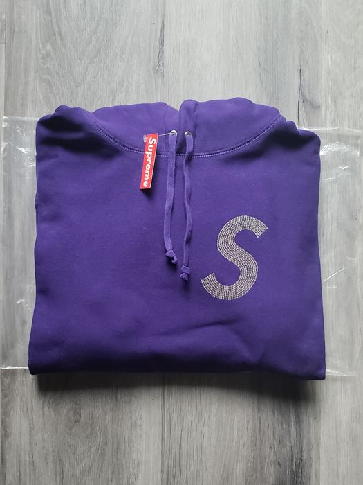 Supreme Supreme Swarovski S Logo Hooded Sweatshirt   Purple   M