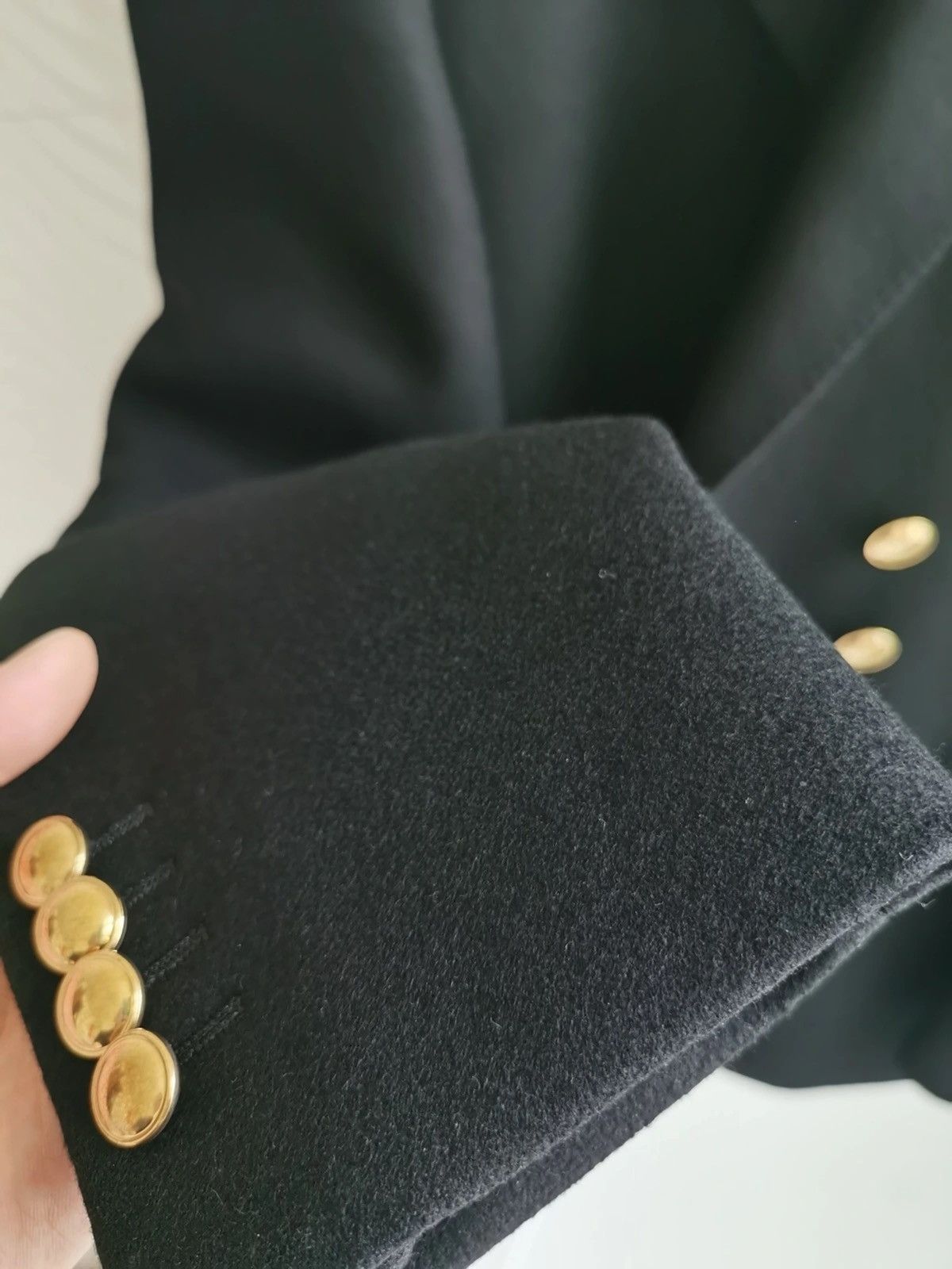 Celine × Hedi Slimane 19SS Double Breasted Flannel Gold Button Caban Jacket Sz52 Size 52S - 2 Thumbnail
