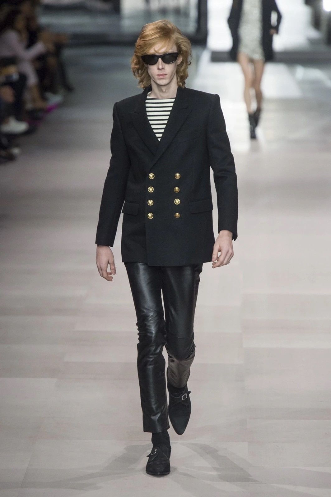 Celine × Hedi Slimane 19SS Double Breasted Flannel Gold Button Caban Jacket Sz52 Size 52S - 7 Thumbnail