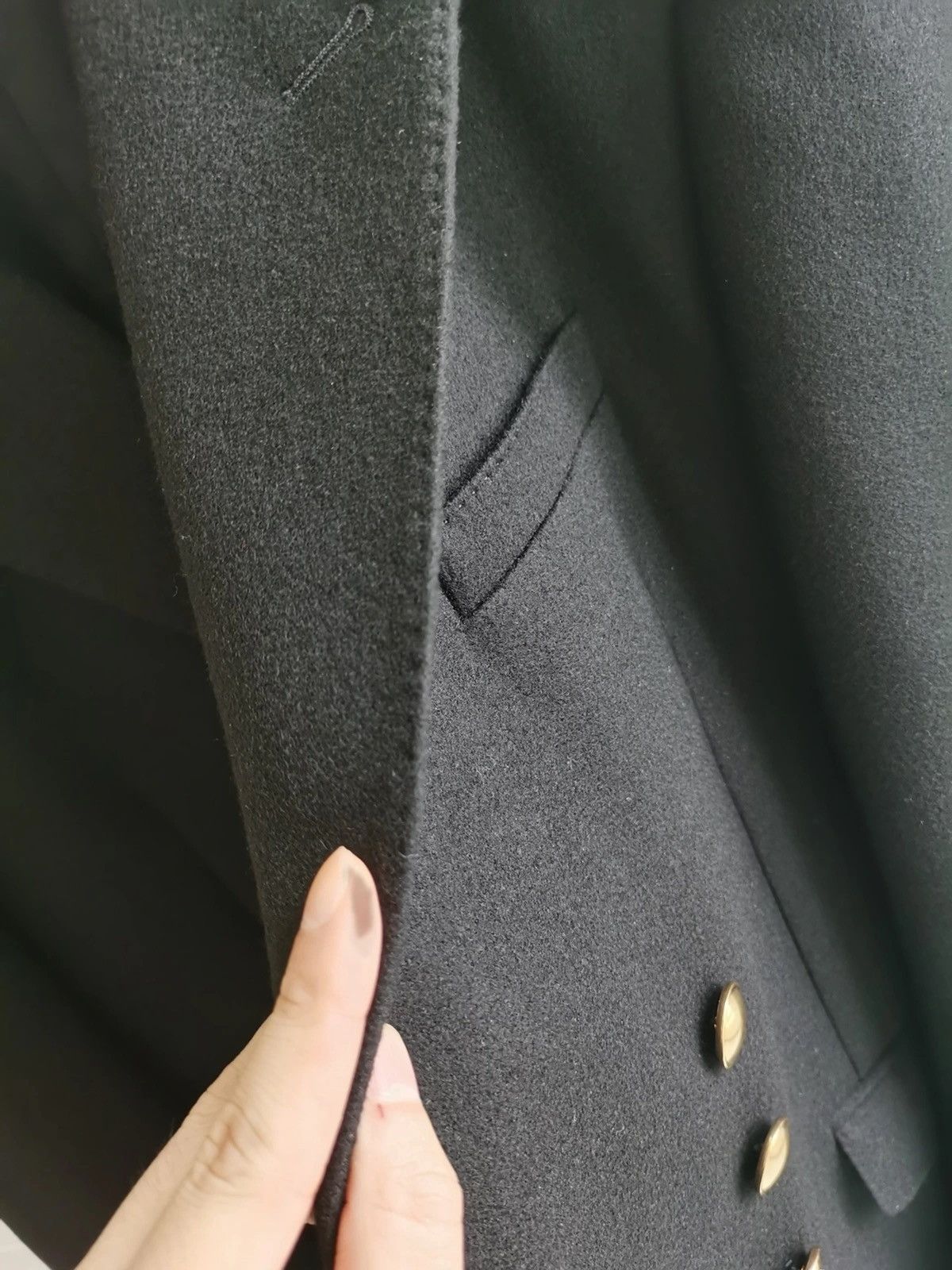 Celine × Hedi Slimane 19SS Double Breasted Flannel Gold Button Caban Jacket Sz52 Size 52S - 3 Thumbnail