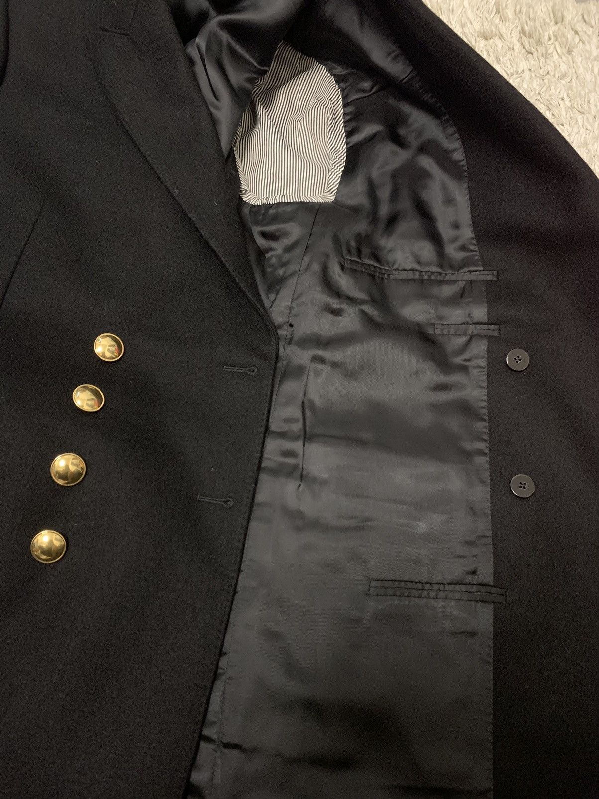 Celine × Hedi Slimane 19SS Double Breasted Flannel Gold Button Caban Jacket Sz52 Size 52S - 5 Thumbnail
