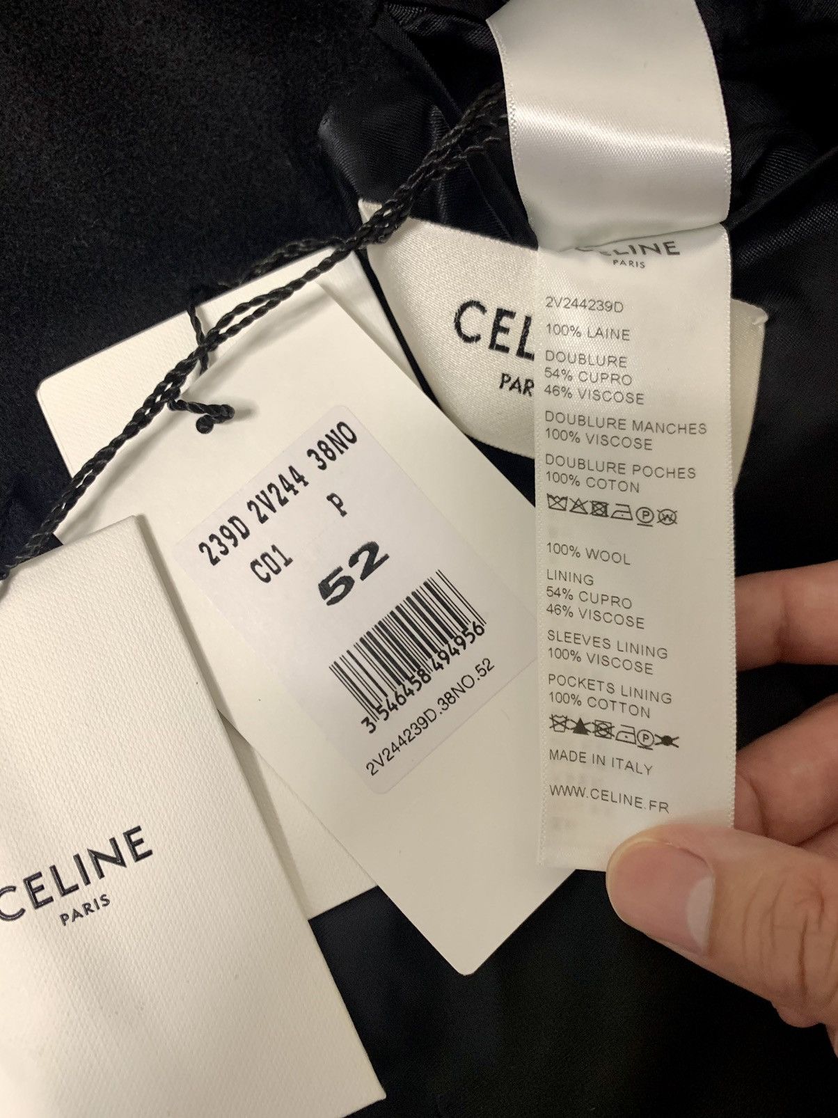 Celine × Hedi Slimane 19SS Double Breasted Flannel Gold Button Caban Jacket Sz52 Size 52S - 6 Thumbnail