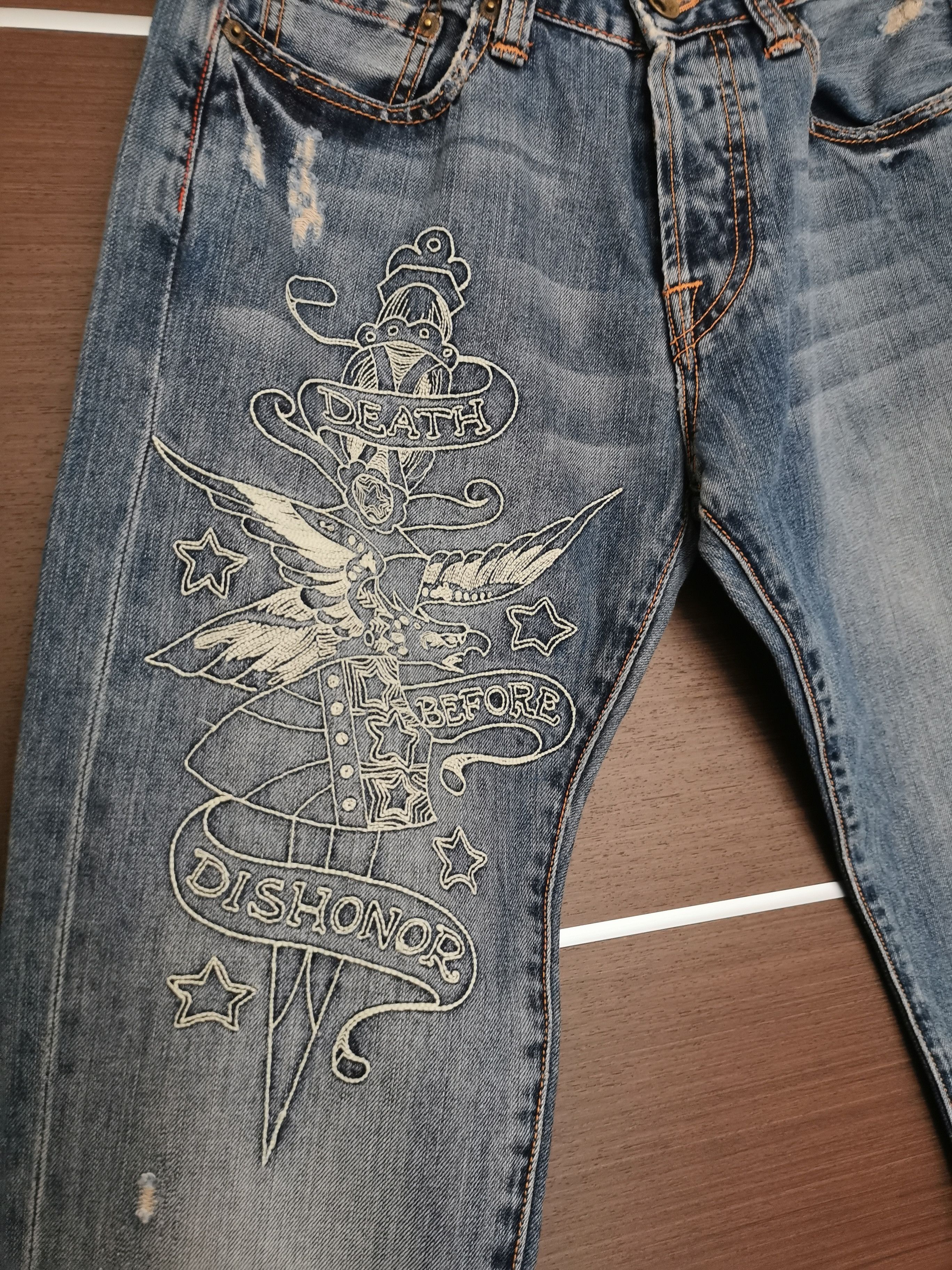 Christian Audigier Ed hardy denim 32x34 "death before dishonor" Size US 32 / EU 48 - 8 Thumbnail