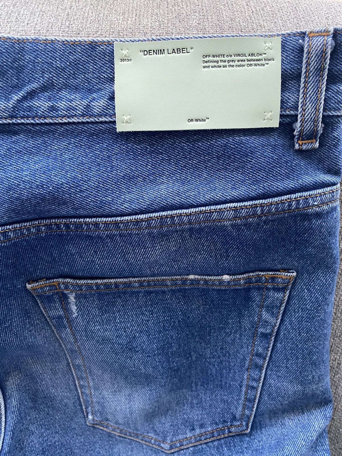 Off-White Off-White diagonal distressed medium wash denim size 32 Size US 32 / EU 48 - 5 Thumbnail