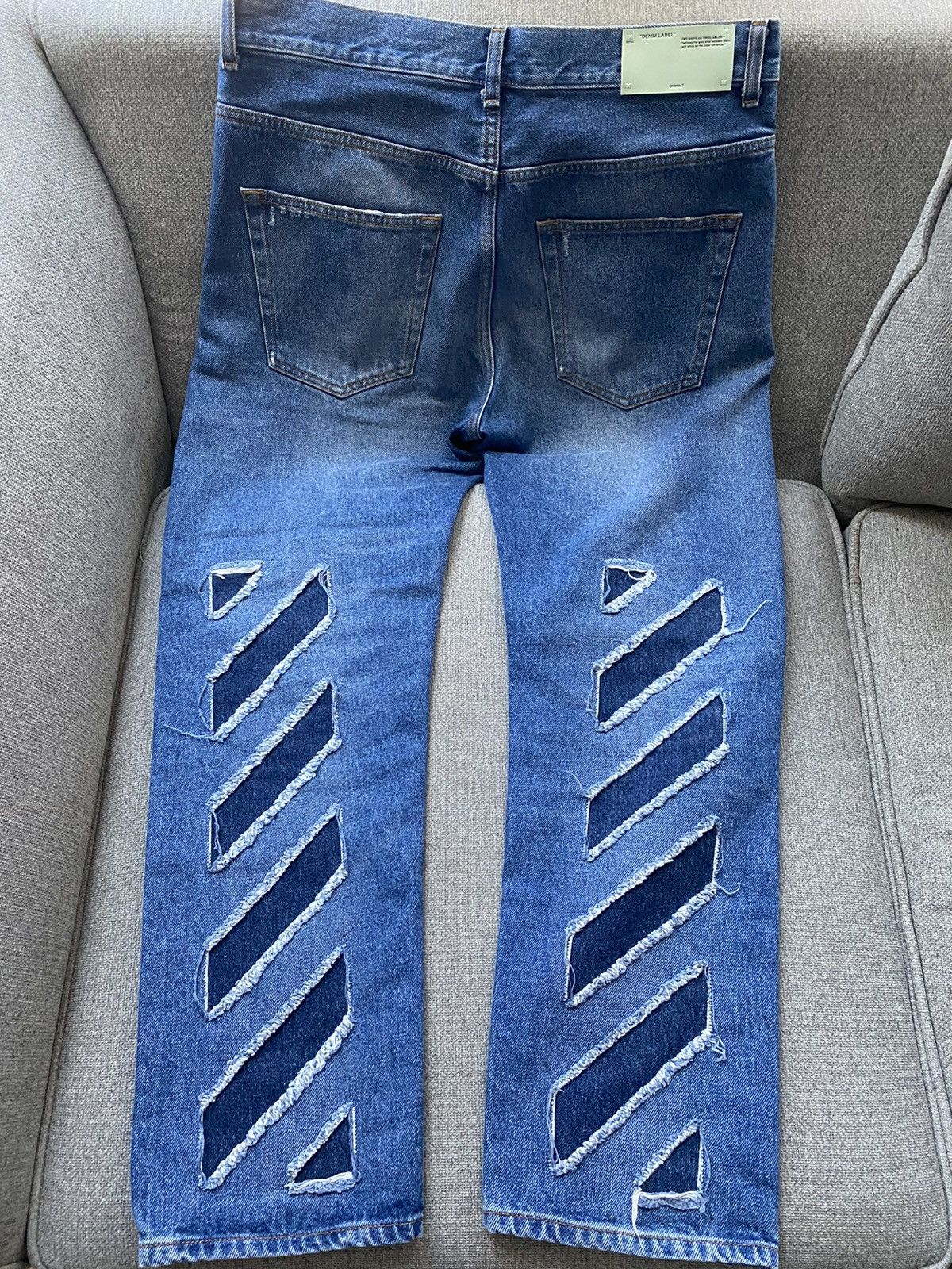 Off-White Off-White diagonal distressed medium wash denim size 32 Size US 32 / EU 48 - 3 Thumbnail