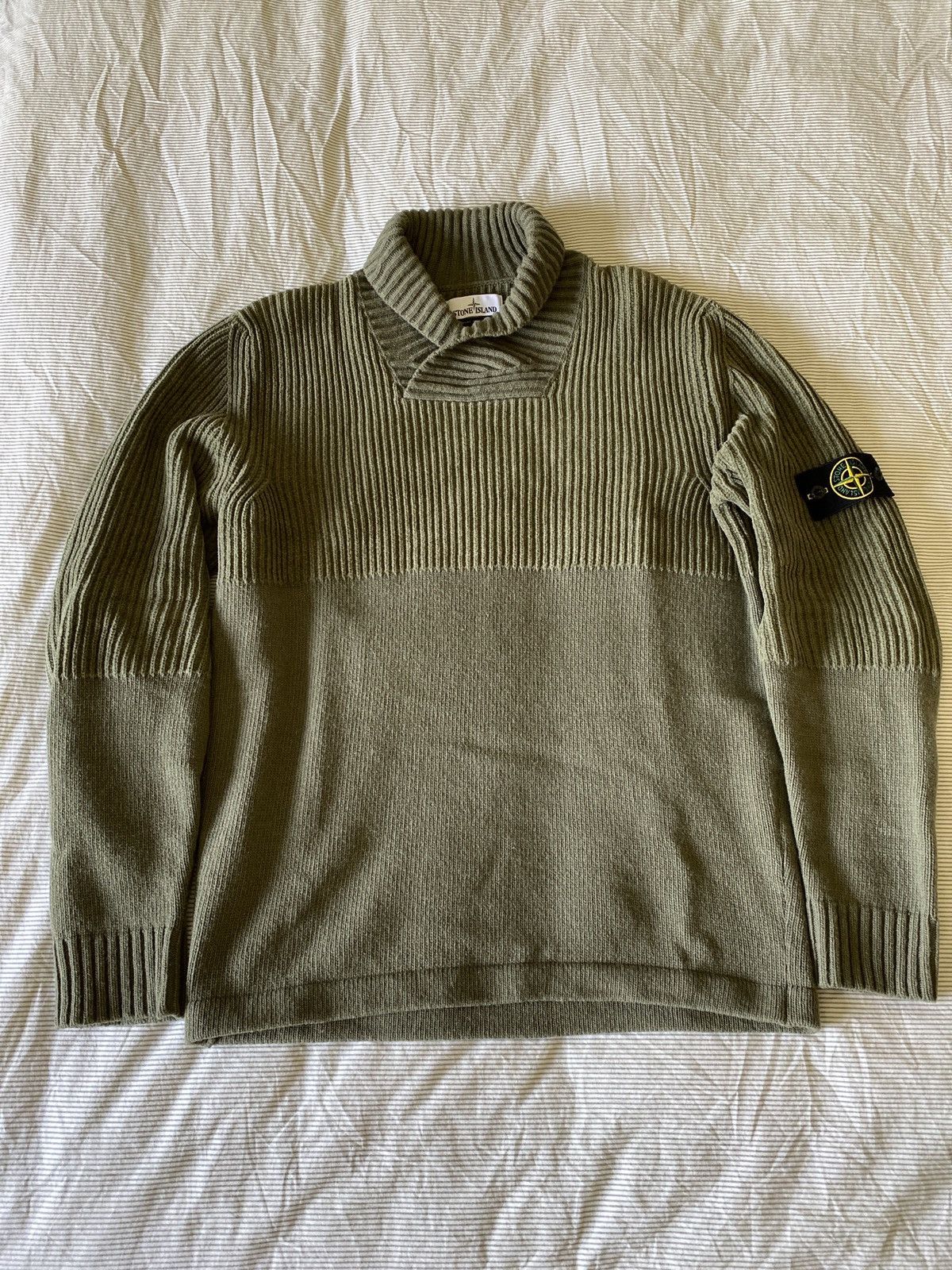 image of Stone Island Olive Sweater (Xl), Men's