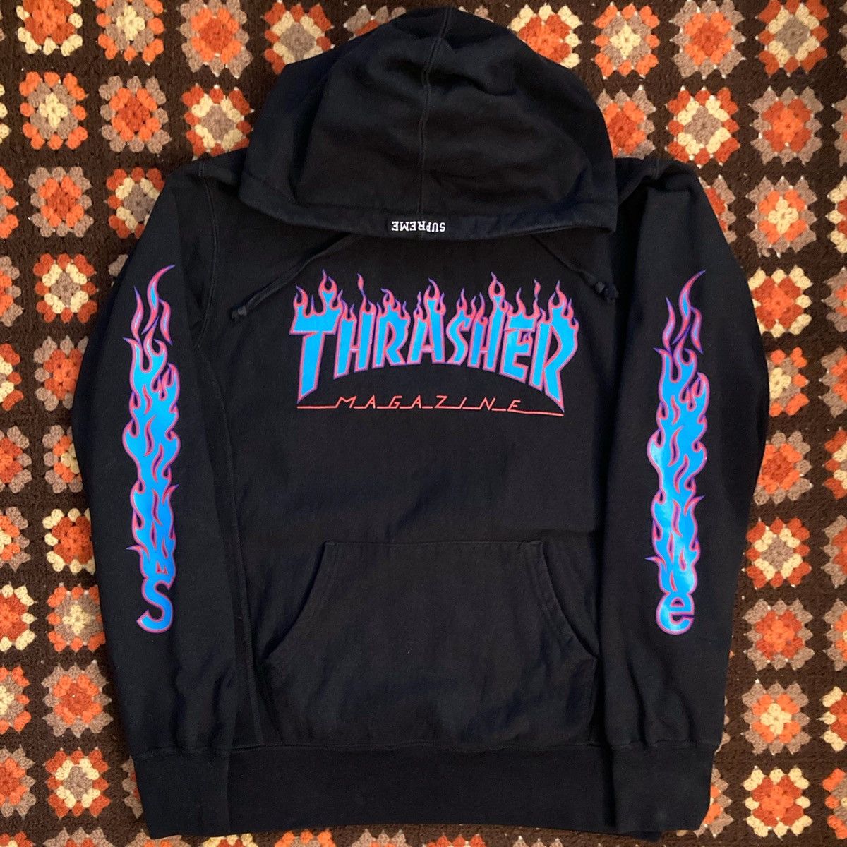 Supreme thrasher flame hoodie on sale