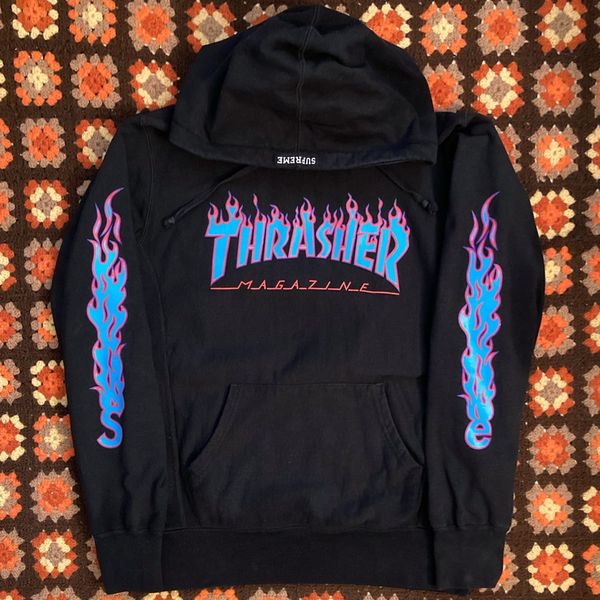 Supreme thrasher hot sale flame hoodie