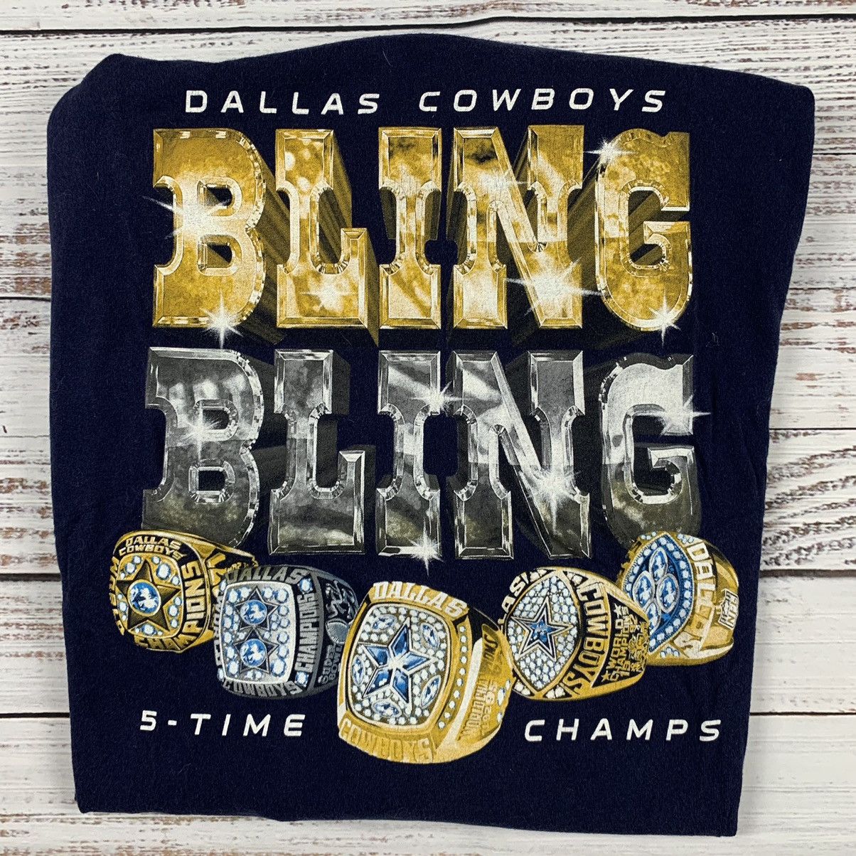 NFL, Shirts, Dallas Cowboys Bling Bling Five Time Champs Tshirt Excellent  Condition Sz L